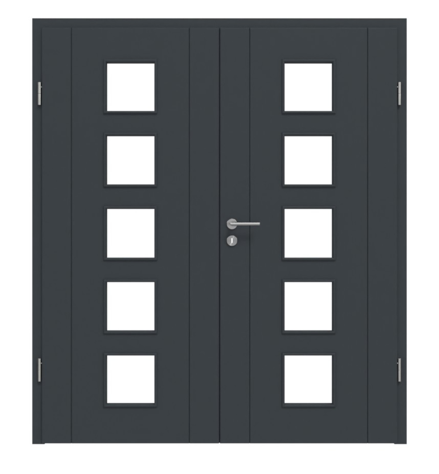 HÖRMANN Doppelflügeltür Groove 16 Anthrazit RAL 7016 Lack DesignLine mit Lichtausschnitt LA 5 mit Zarge