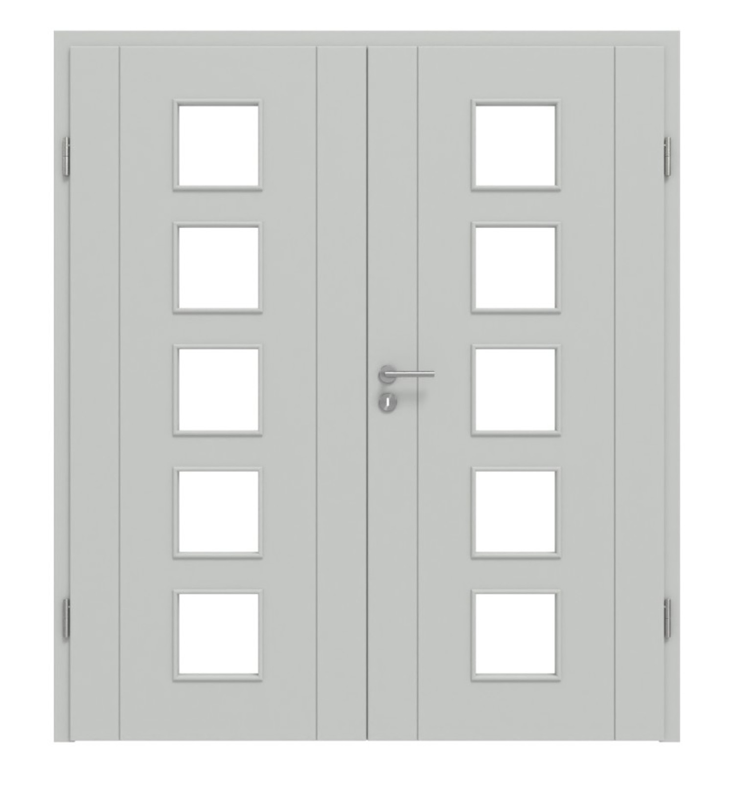 HÖRMANN Doppelflügeltür Groove 16 Grau RAL 7035 Lack DesignLine mit Lichtausschnitt LA 5 mit Zarge