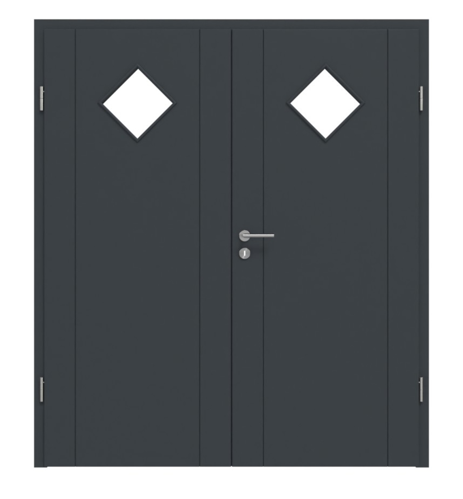 HÖRMANN Doppelflügeltür Groove 16 Anthrazit RAL 7016 Lack DesignLine mit Lichtausschnitt LA 6 mit Zarge