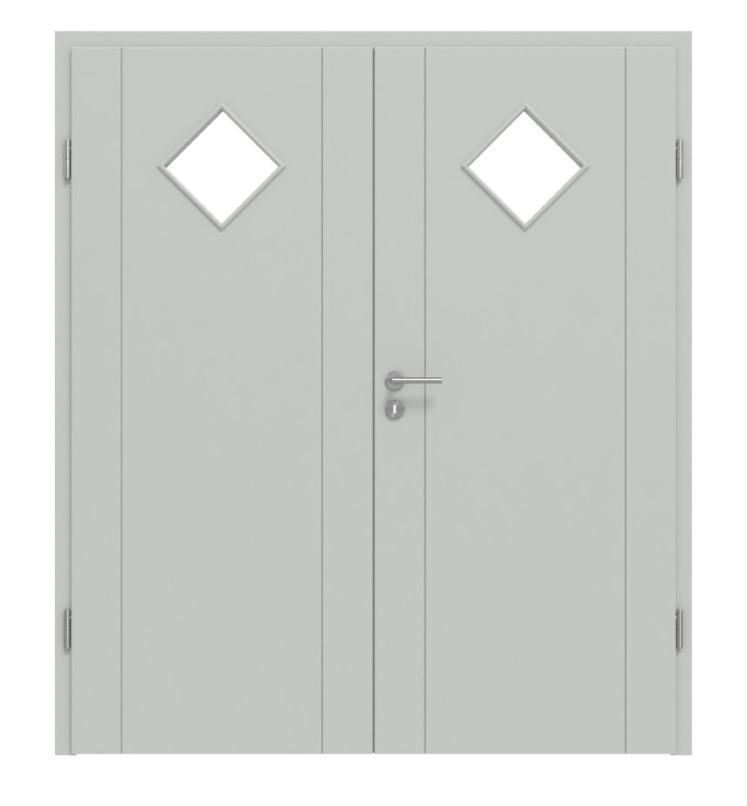HÖRMANN Doppelflügeltür Groove 16 Grau RAL 7035 Lack DesignLine mit Lichtausschnitt LA 6 mit Zarge