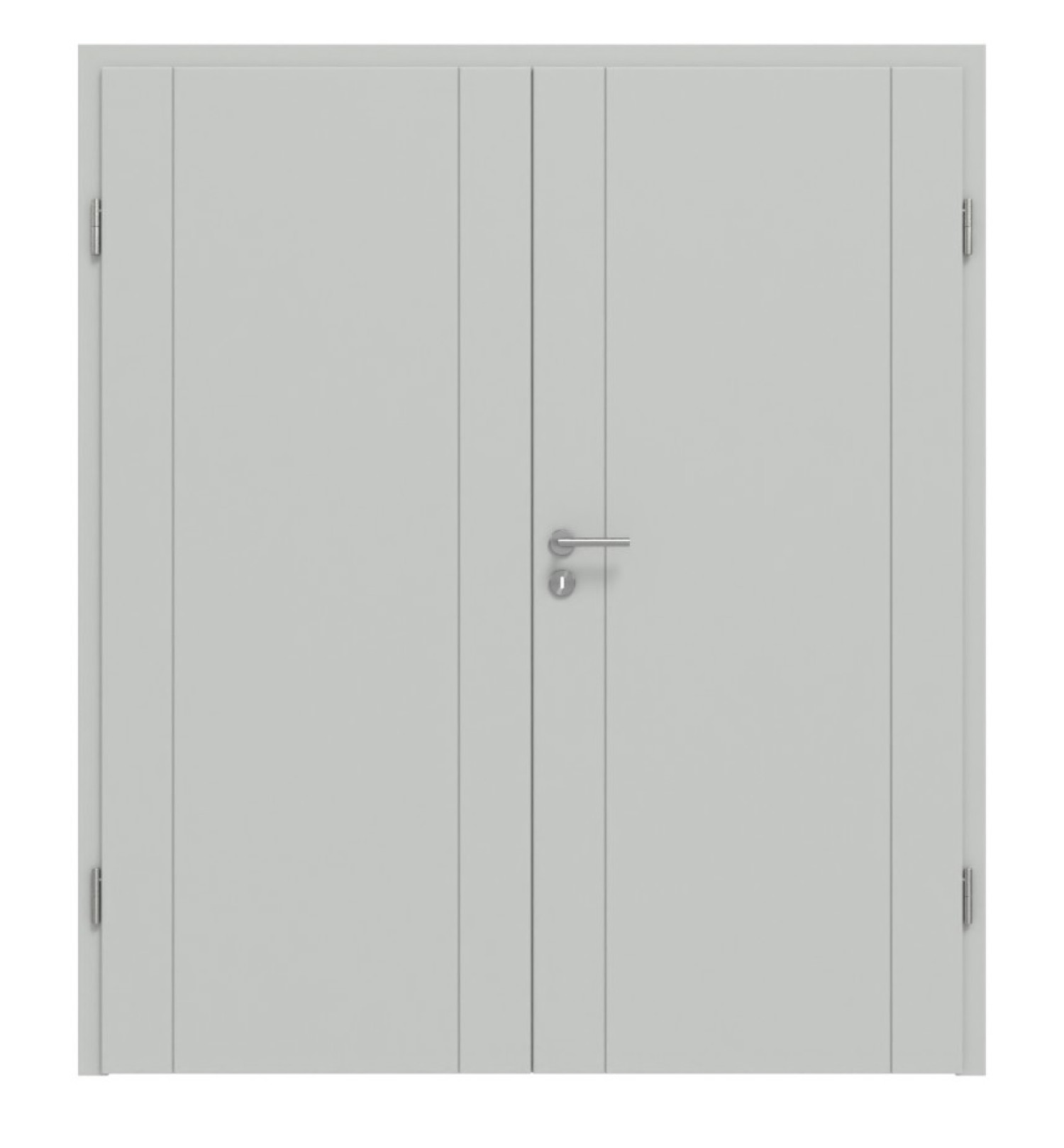 Frontansicht von Groove 16 DesignLine Lack Grau RAL 7035 Doppelflügeltür inkl. Zarge - Hörmann