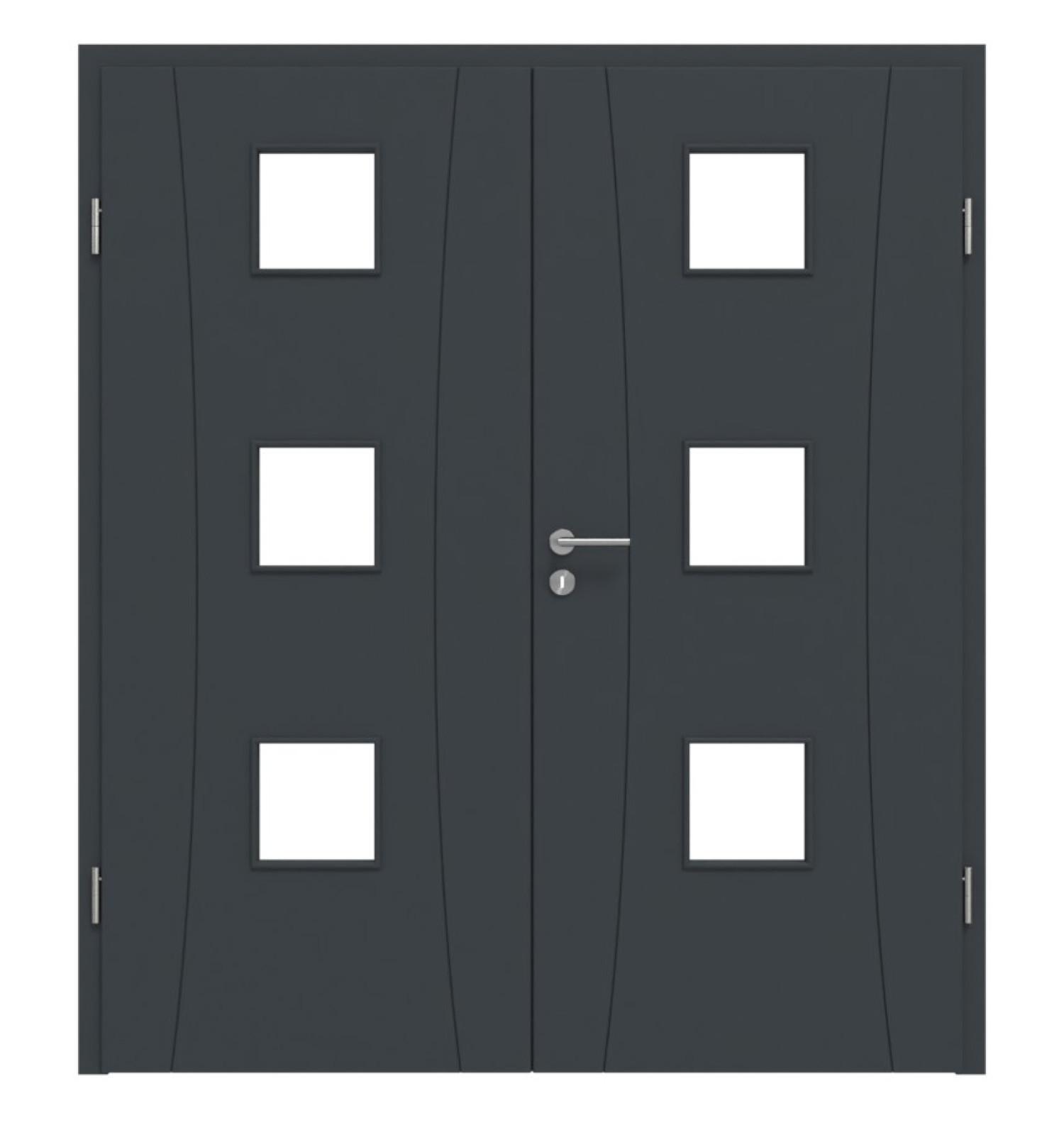 HÖRMANN Doppelflügeltür Groove 20 Anthrazit RAL 7016 Lack DesignLine mit Lichtausschnitt LA 10 mit Zarge
