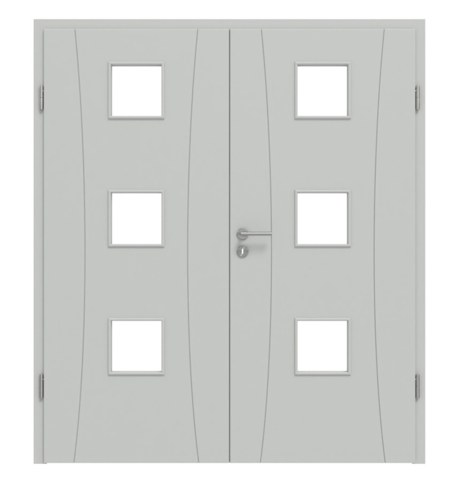 HÖRMANN Doppelflügeltür Groove 20 Grau RAL 7035 Lack DesignLine mit Lichtausschnitt LA 10 mit Zarge