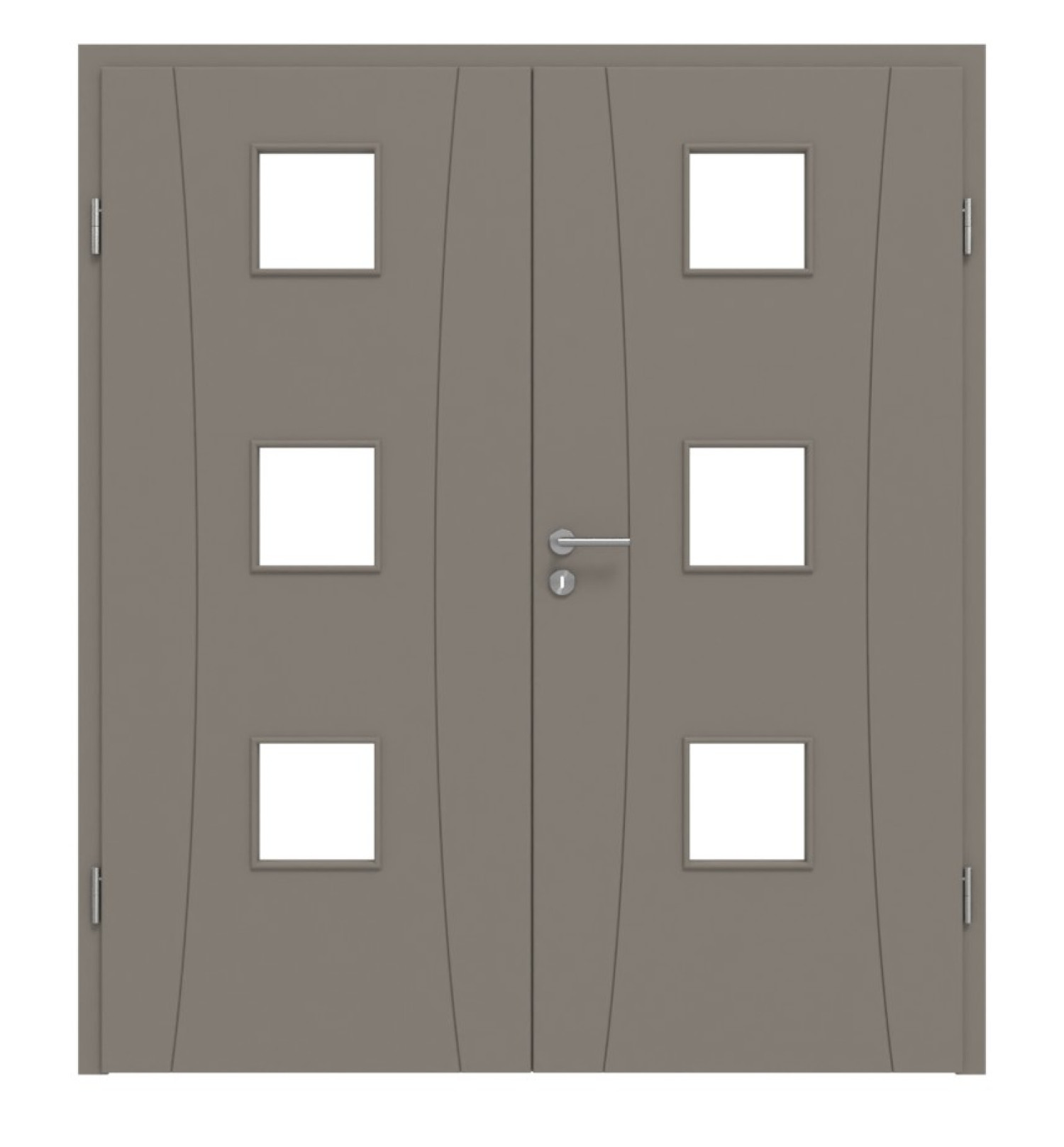 HÖRMANN Doppelflügeltür Groove 20 Taupe RAL 7048 Lack DesignLine mit Lichtausschnitt LA 10 mit Zarge