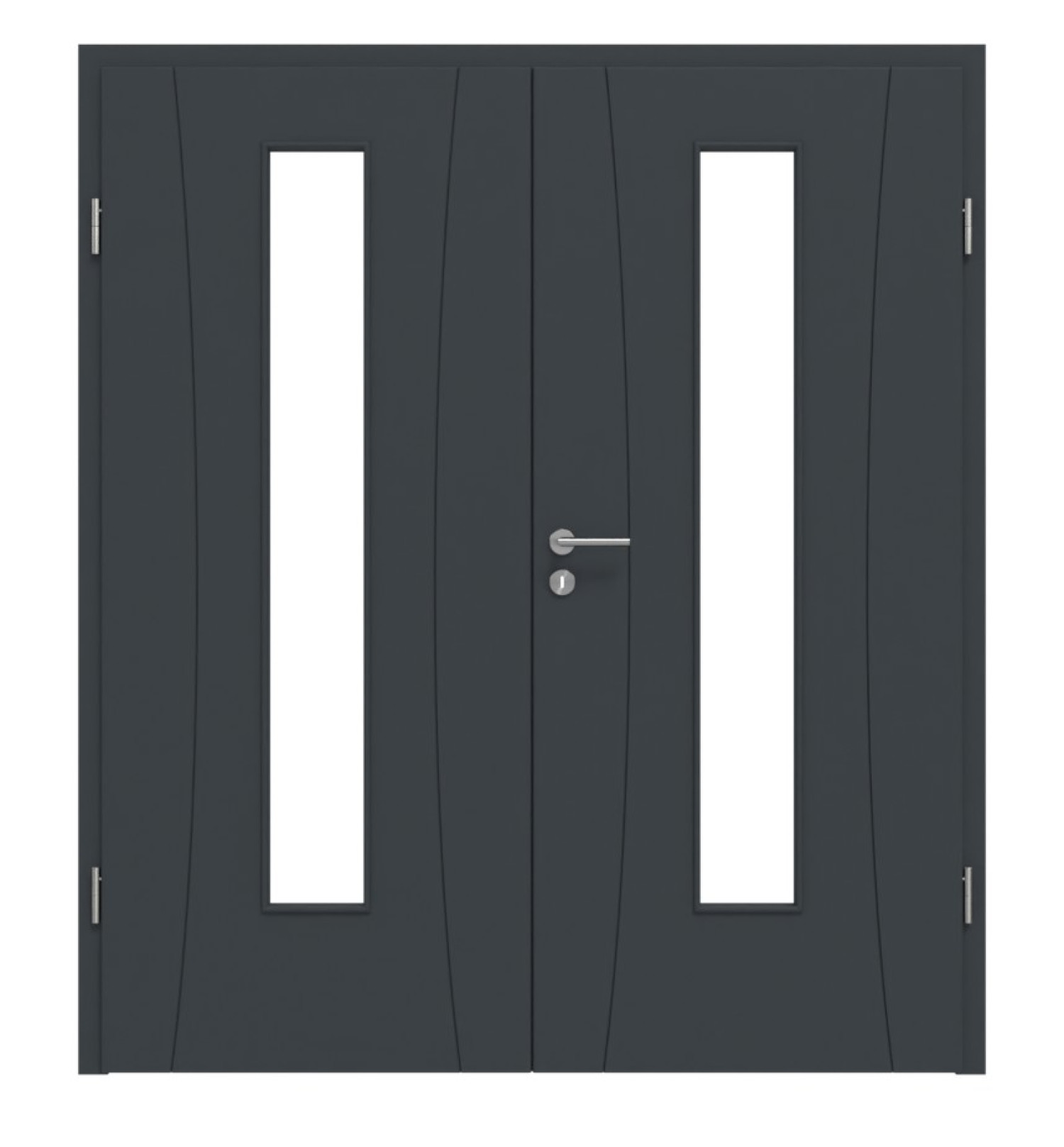 HÖRMANN Doppelflügeltür Groove 20 Anthrazit RAL 7016 Lack DesignLine mit Lichtausschnitt LA 24 mittig mit Zarge