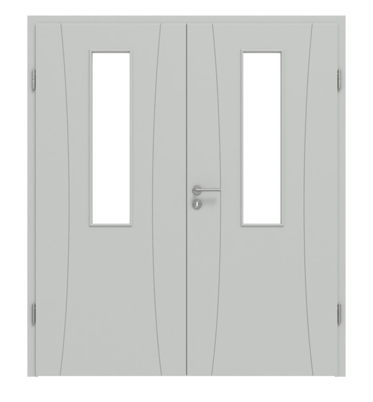 HÖRMANN Doppelflügeltür Groove 20 Grau RAL 7035 Lack DesignLine mit Lichtausschnitt LA 4 mittig mit Zarge