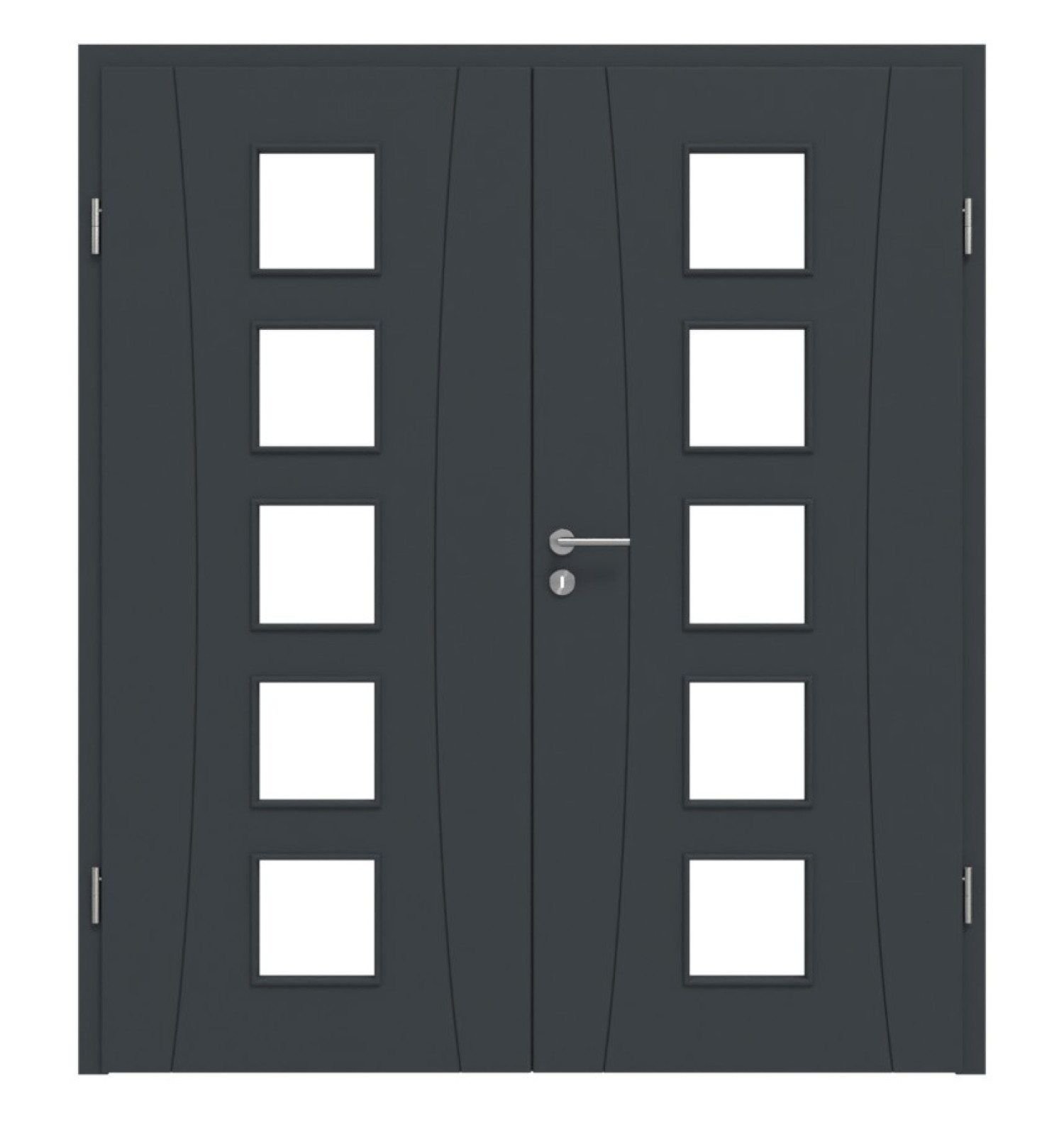 HÖRMANN Doppelflügeltür Groove 20 Anthrazit RAL 7016 Lack DesignLine mit Lichtausschnitt LA 5 mit Zarge