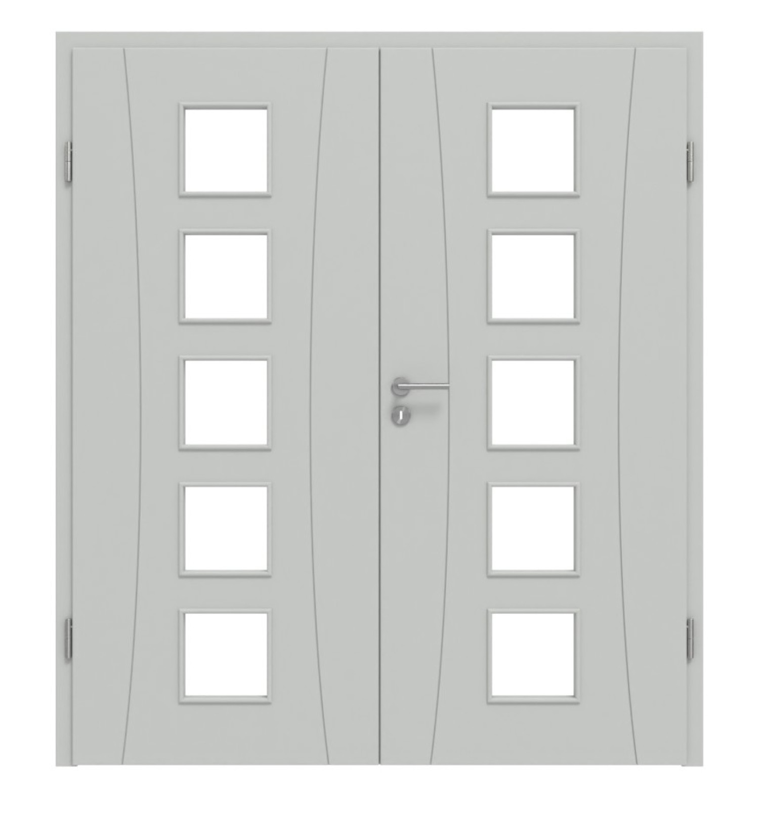 HÖRMANN Doppelflügeltür Groove 20 Grau RAL 7035 Lack DesignLine mit Lichtausschnitt LA 5 mit Zarge