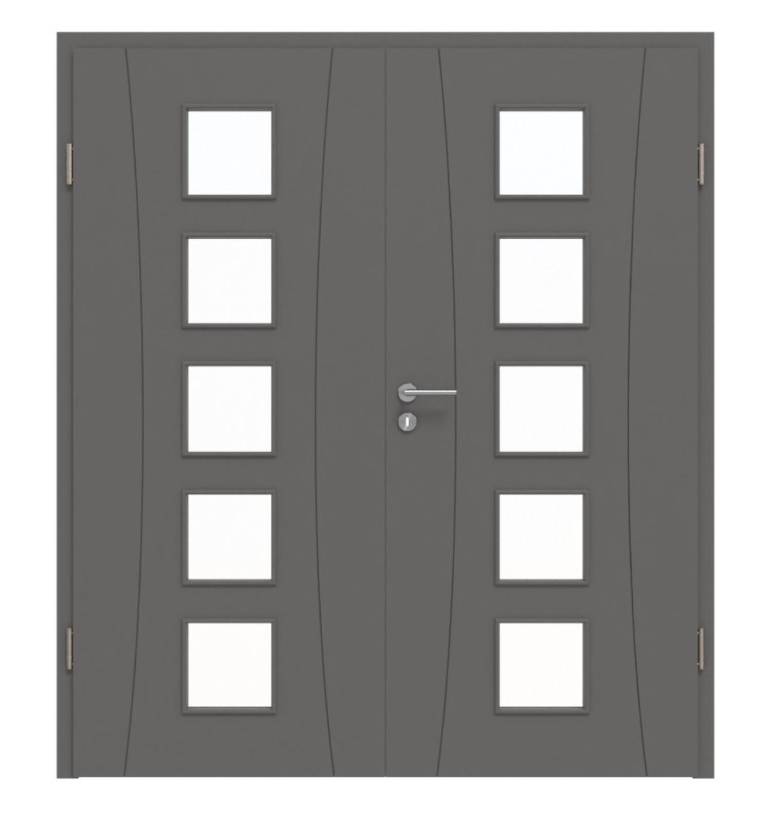 HÖRMANN Doppelflügeltür Groove 20 Staubgrau RAL 7037 Lack DesignLine mit Lichtausschnitt LA 5 mit Zarge
