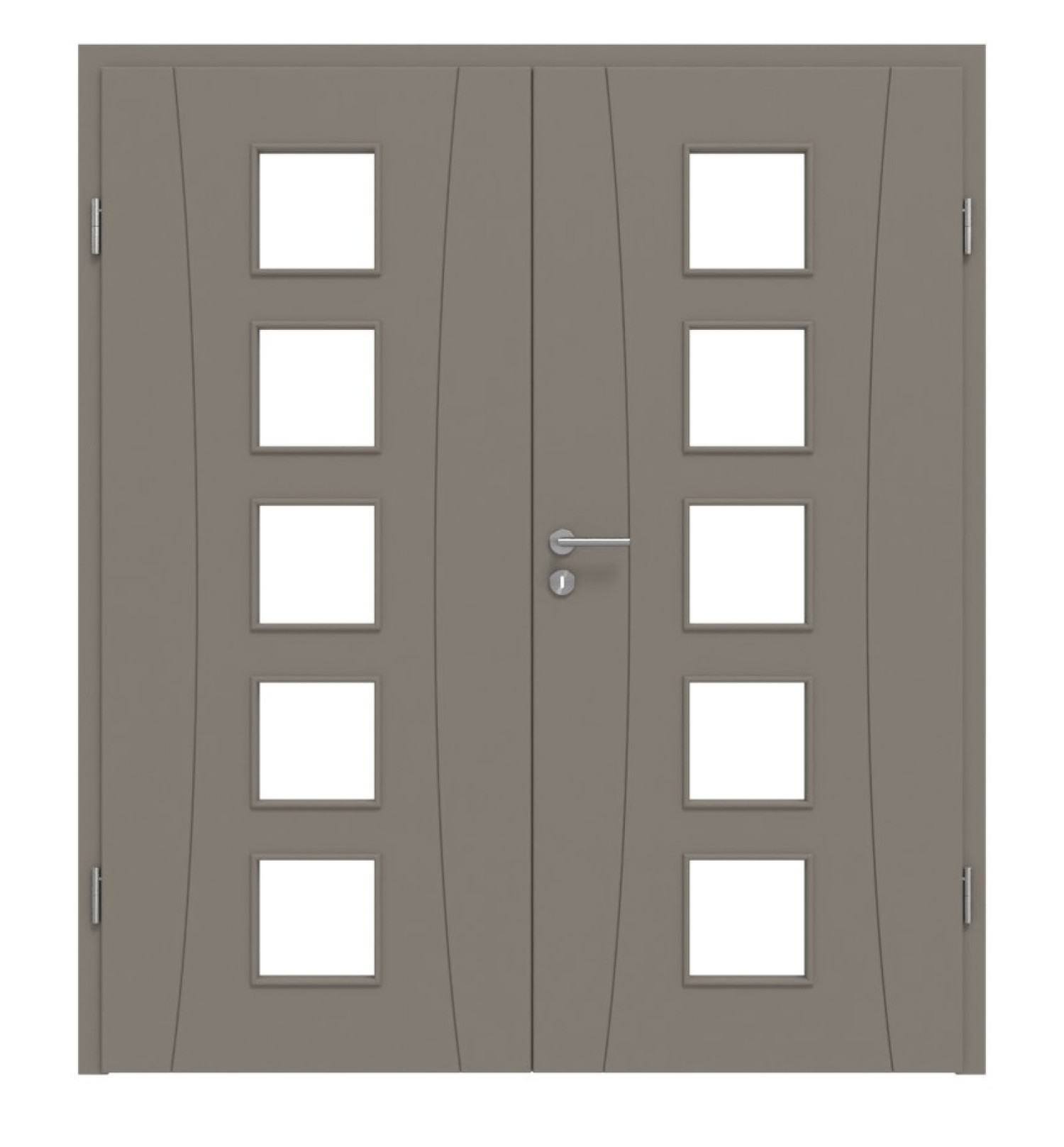 HÖRMANN Doppelflügeltür Groove 20 Taupe RAL 7048 Lack DesignLine mit Lichtausschnitt LA 5 mit Zarge
