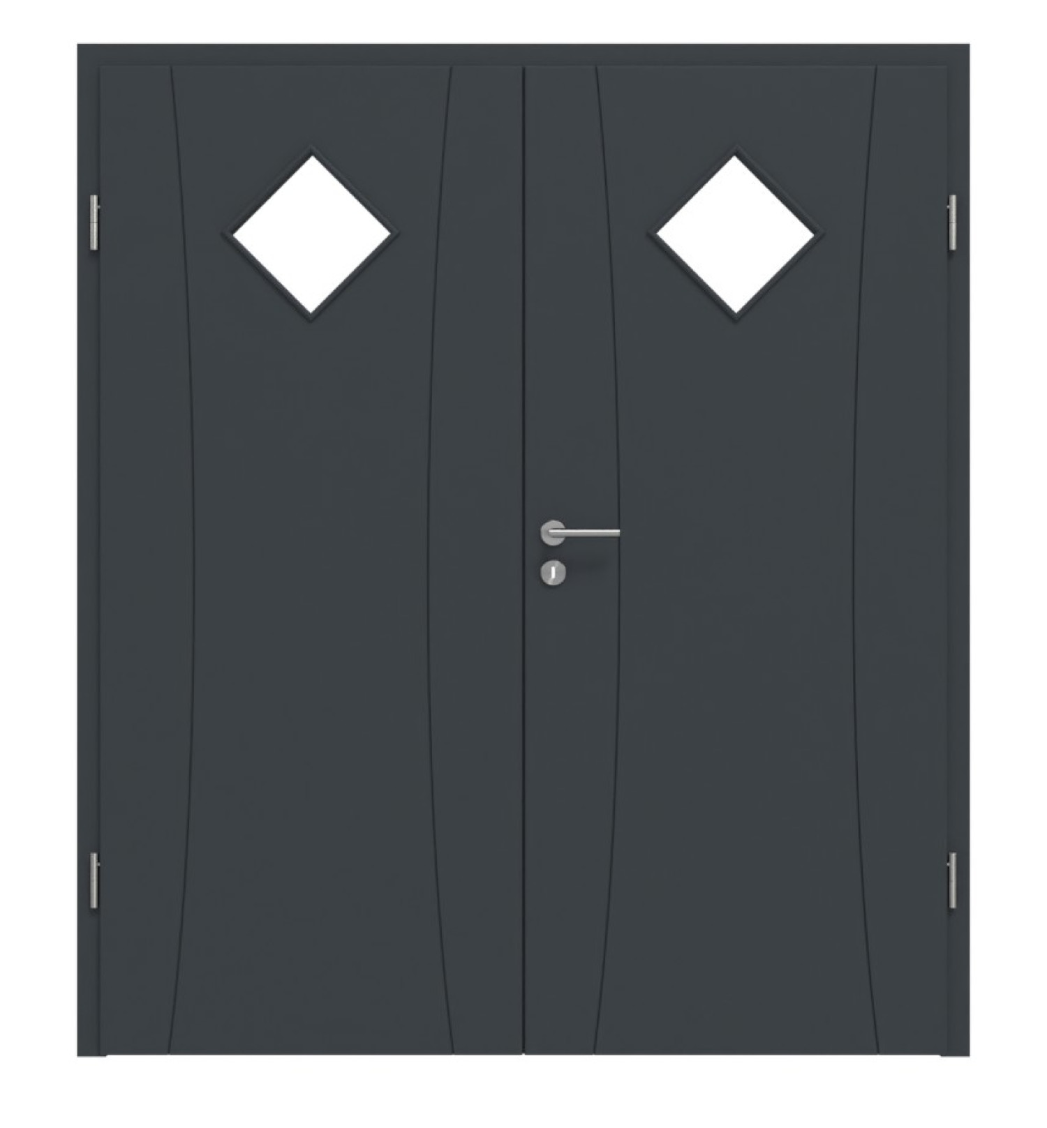 HÖRMANN Doppelflügeltür Groove 20 Anthrazit RAL 7016 Lack DesignLine mit Lichtausschnitt LA 6 mit Zarge