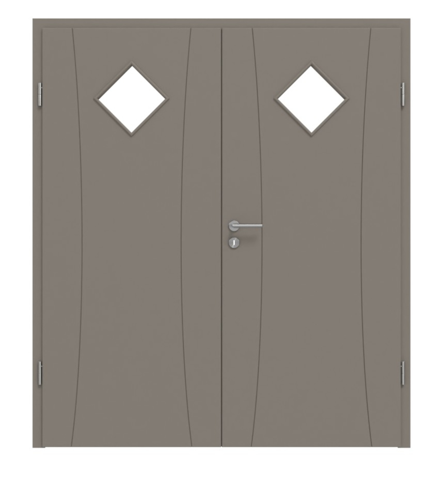 HÖRMANN Doppelflügeltür Groove 20 Taupe RAL 7048 Lack DesignLine mit Lichtausschnitt LA 6 mit Zarge