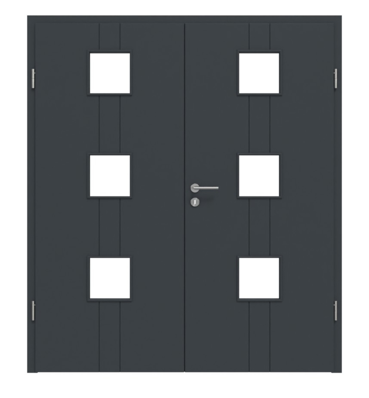 HÖRMANN Doppelflügeltür Groove 23 Anthrazit RAL 7016 Lack DesignLine mit Lichtausschnitt LA 10 mit Zarge