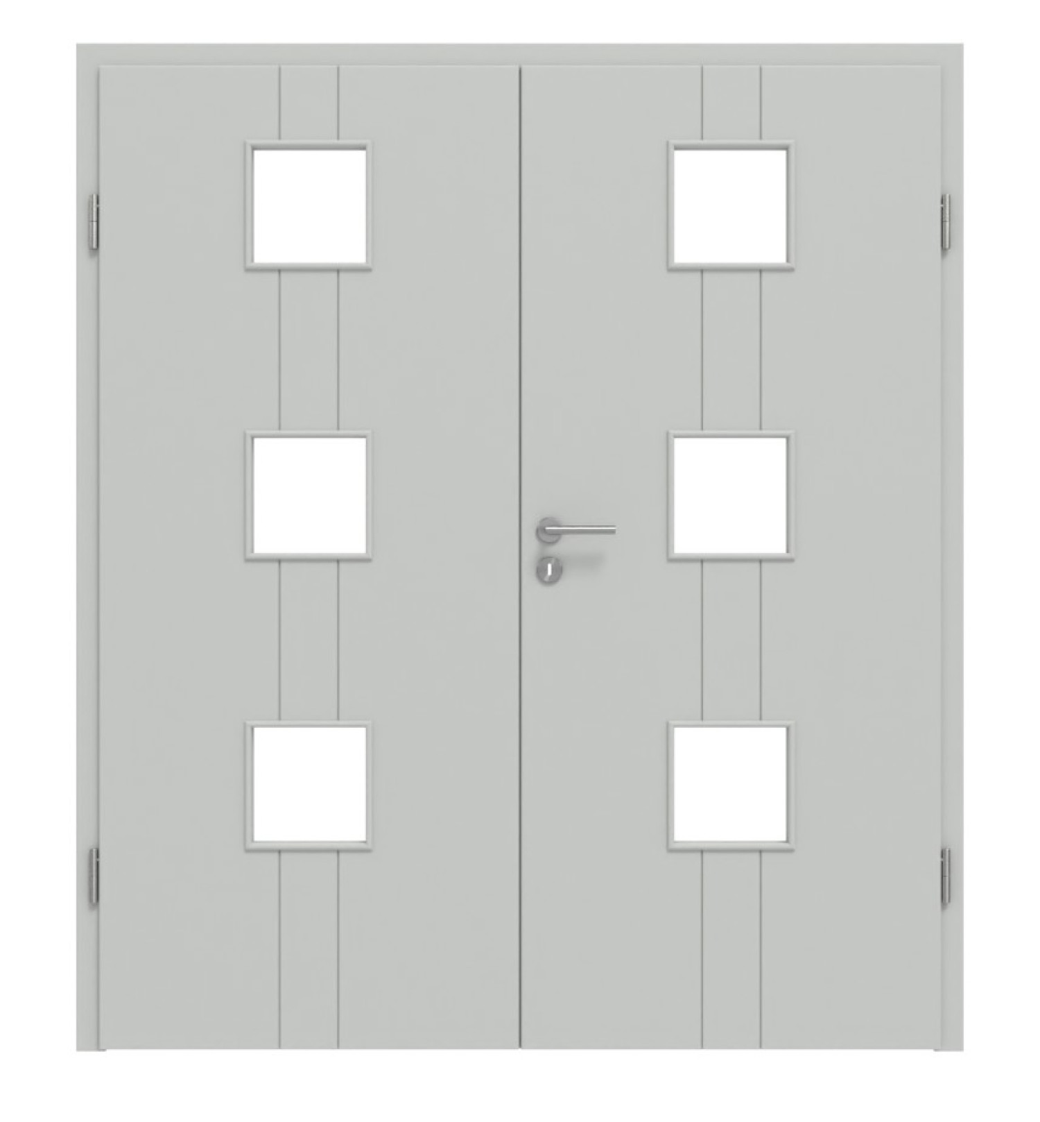 HÖRMANN Doppelflügeltür Groove 23 Grau RAL 7035 Lack DesignLine mit Lichtausschnitt LA 10 mit Zarge