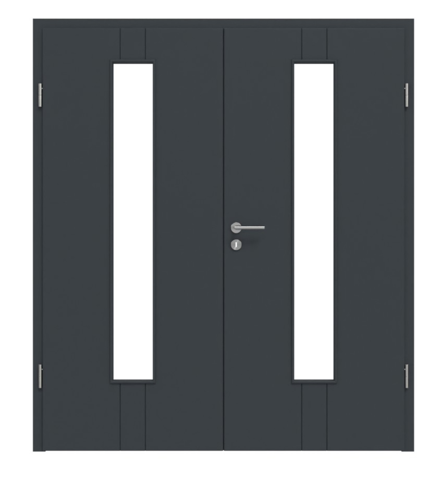 HÖRMANN Doppelflügeltür Groove 23 Anthrazit RAL 7016 Lack DesignLine mit Lichtausschnitt LA 24 mittig mit Zarge