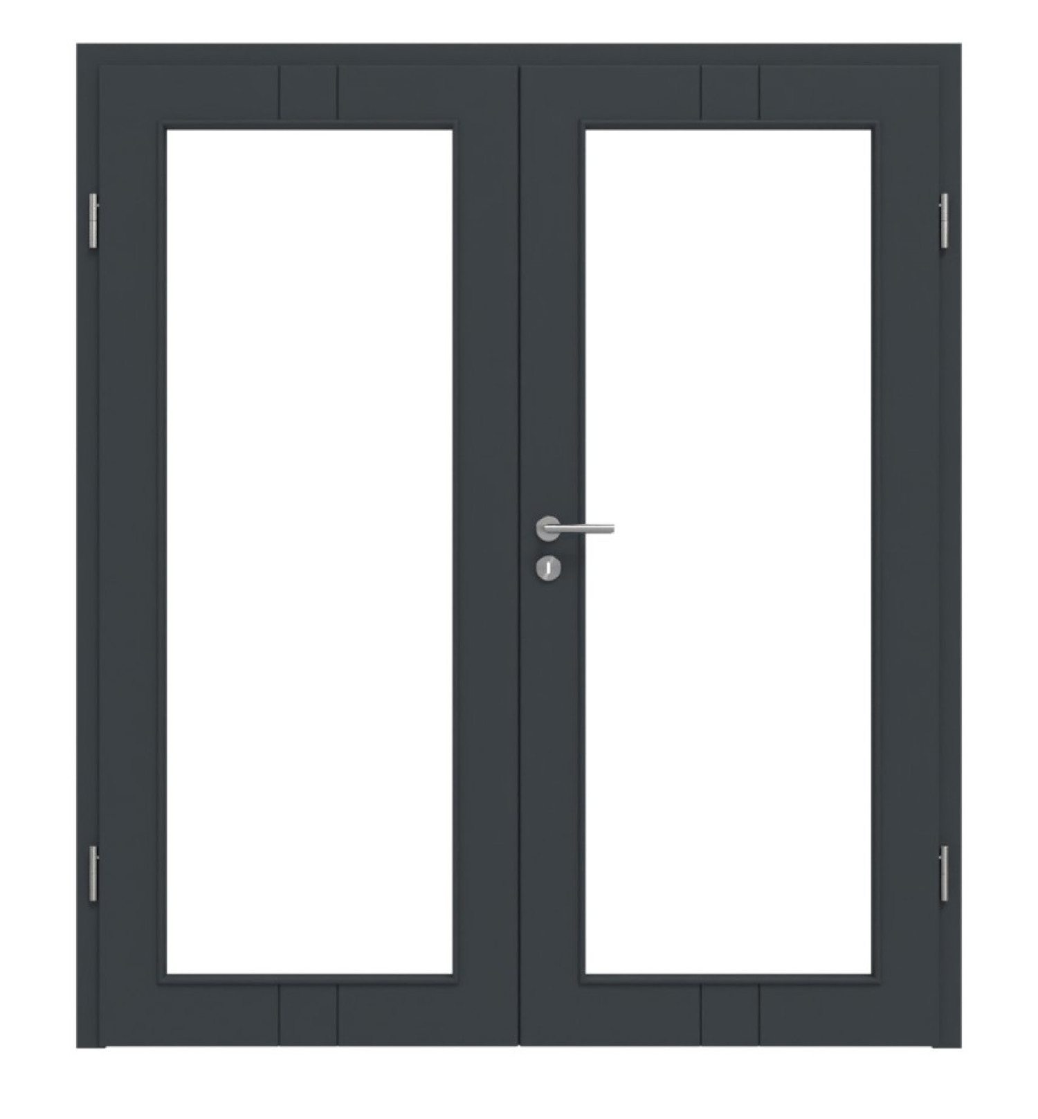 HÖRMANN Doppelflügeltür Groove 23 Anthrazit RAL 7016 Lack DesignLine mit Lichtausschnitt LA 27 mit Zarge