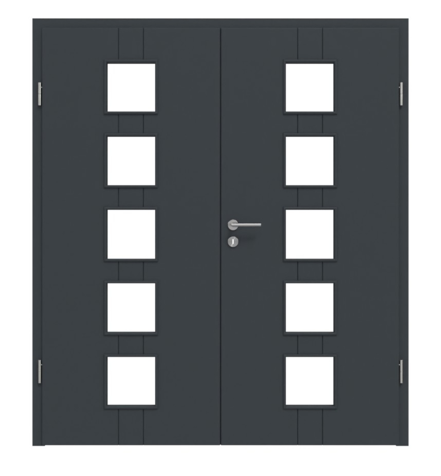 HÖRMANN Doppelflügeltür Groove 23 Anthrazit RAL 7016 Lack DesignLine mit Lichtausschnitt LA 5 mit Zarge
