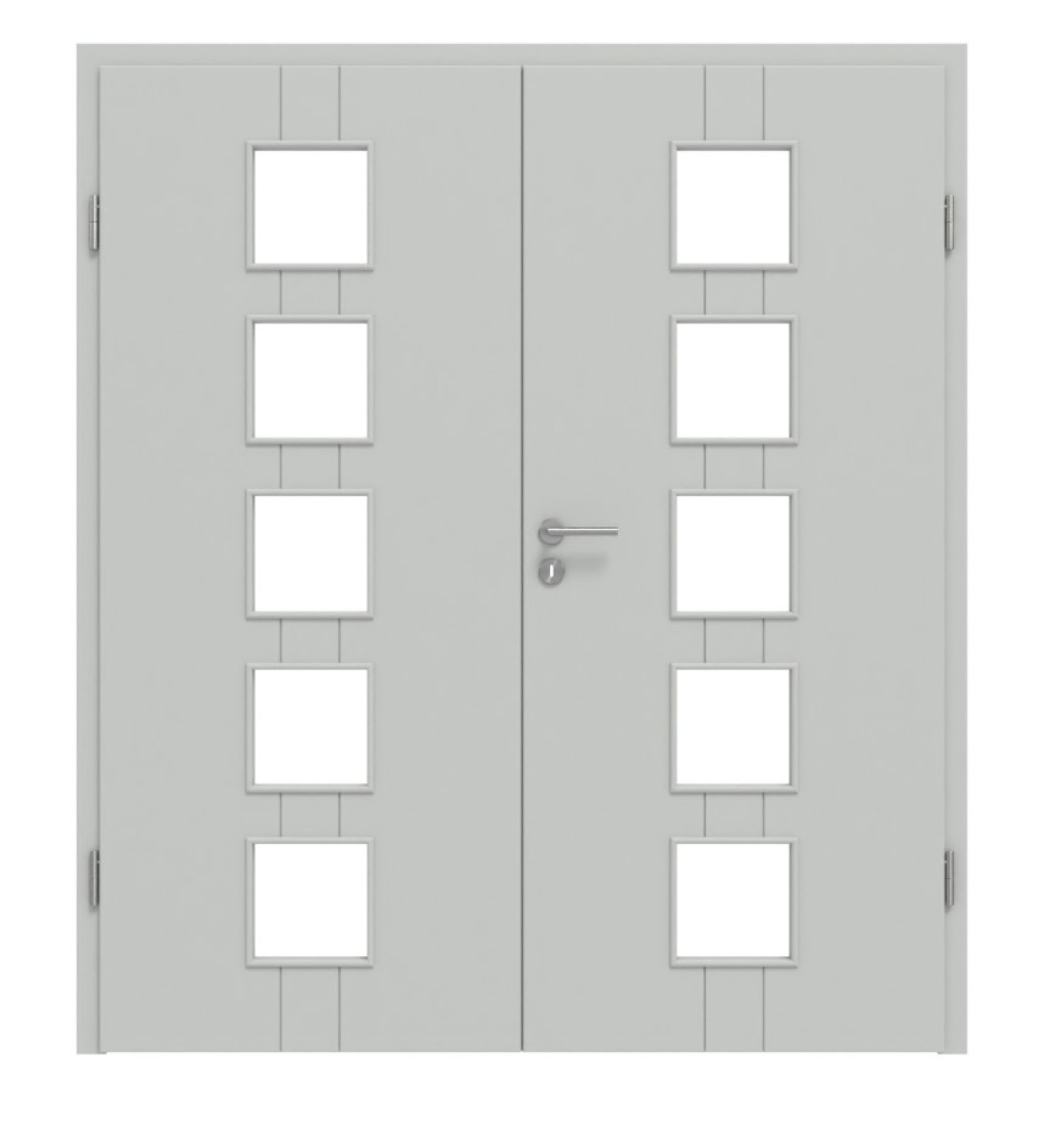 HÖRMANN Doppelflügeltür Groove 23 Grau RAL 7035 Lack DesignLine mit Lichtausschnitt LA 5 mit Zarge