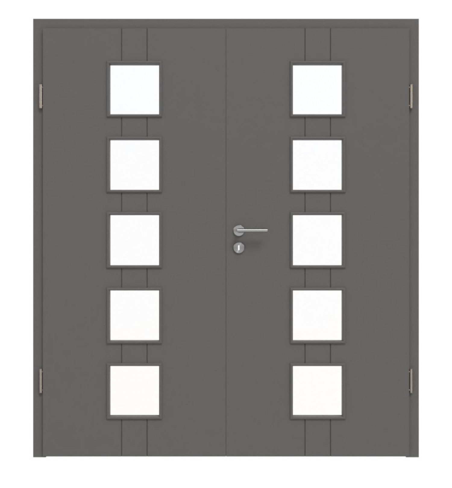 HÖRMANN Doppelflügeltür Groove 23 Staubgrau RAL 7037 Lack DesignLine mit Lichtausschnitt LA 5 mit Zarge