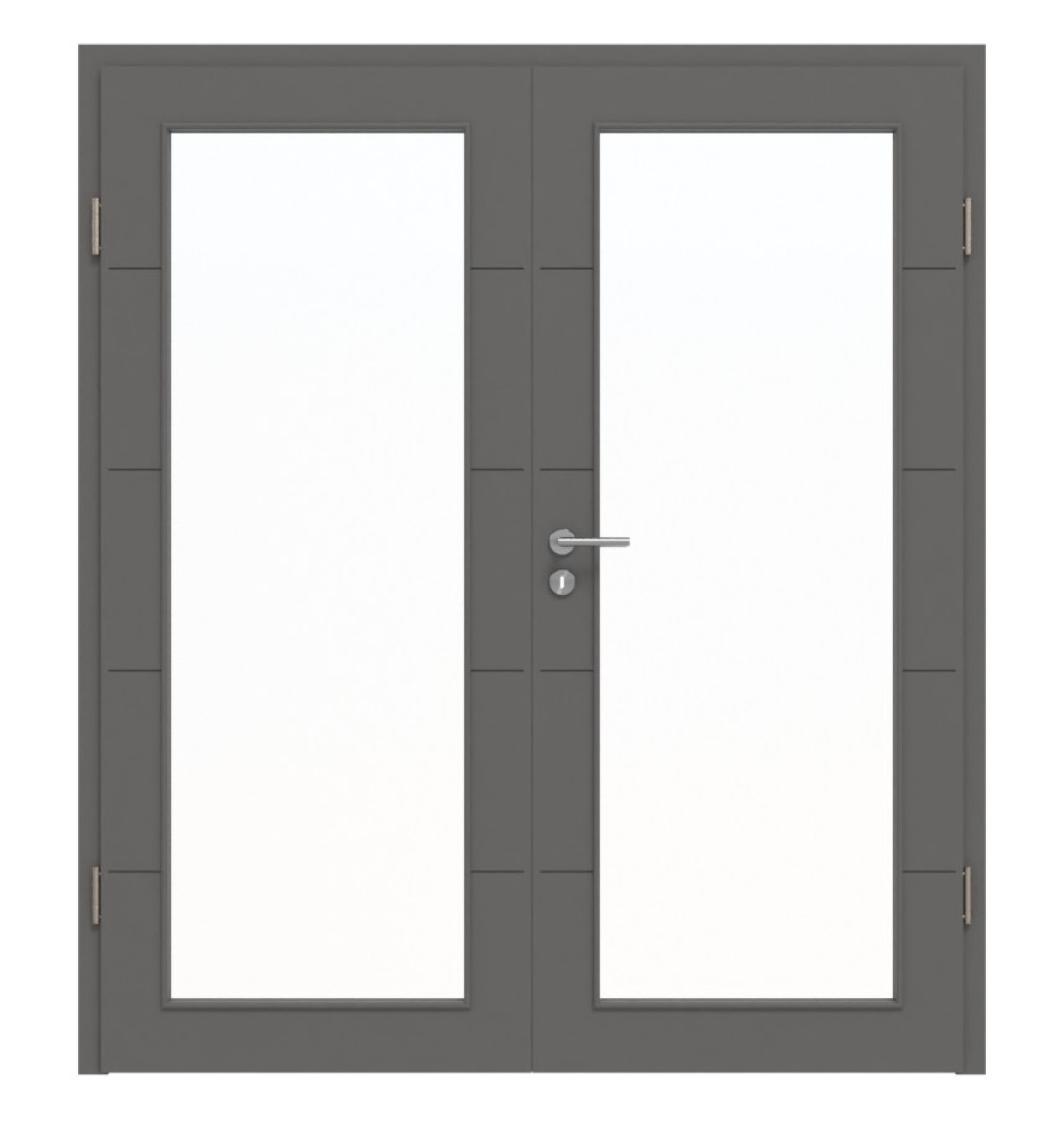HÖRMANN Doppelflügeltür Groove 27 Staubgrau RAL 7037 Lack DesignLine mit Lichtausschnitt LA 27 mit Zarge