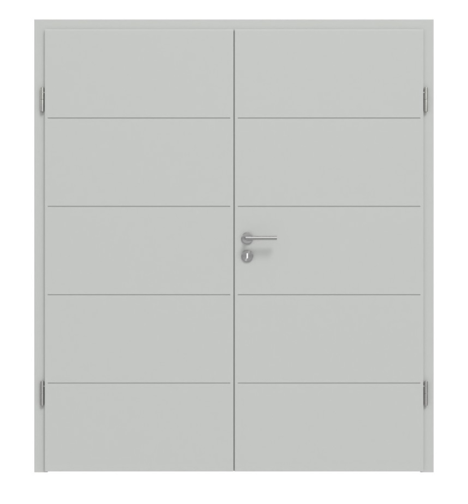 HÖRMANN Doppelflügeltür Groove 27 Grau RAL 7035 Lack DesignLine mit Zarge