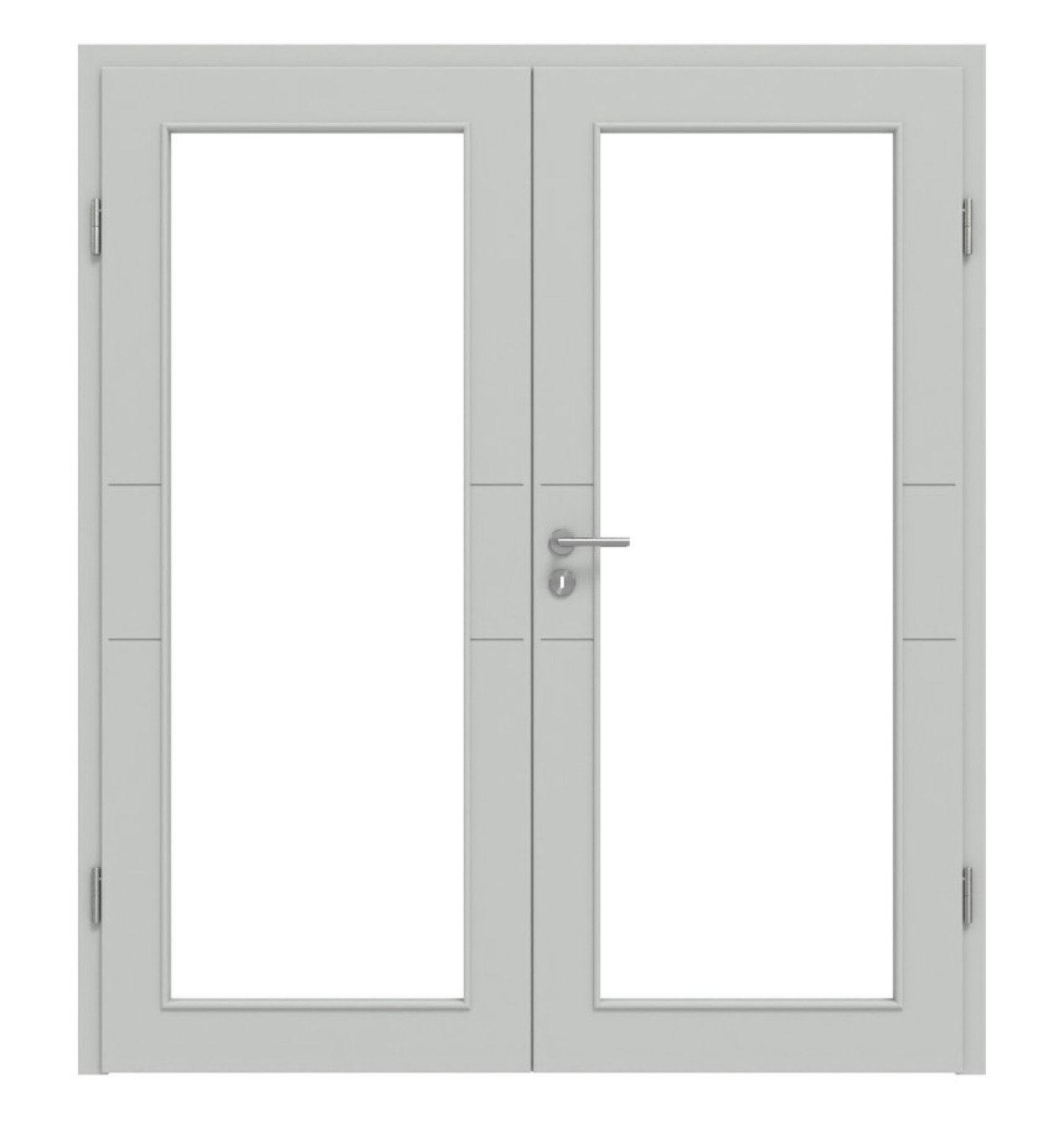 HÖRMANN Doppelflügeltür Groove 29 Grau RAL 7035 Lack DesignLine mit Lichtausschnitt LA 27 mit Zarge