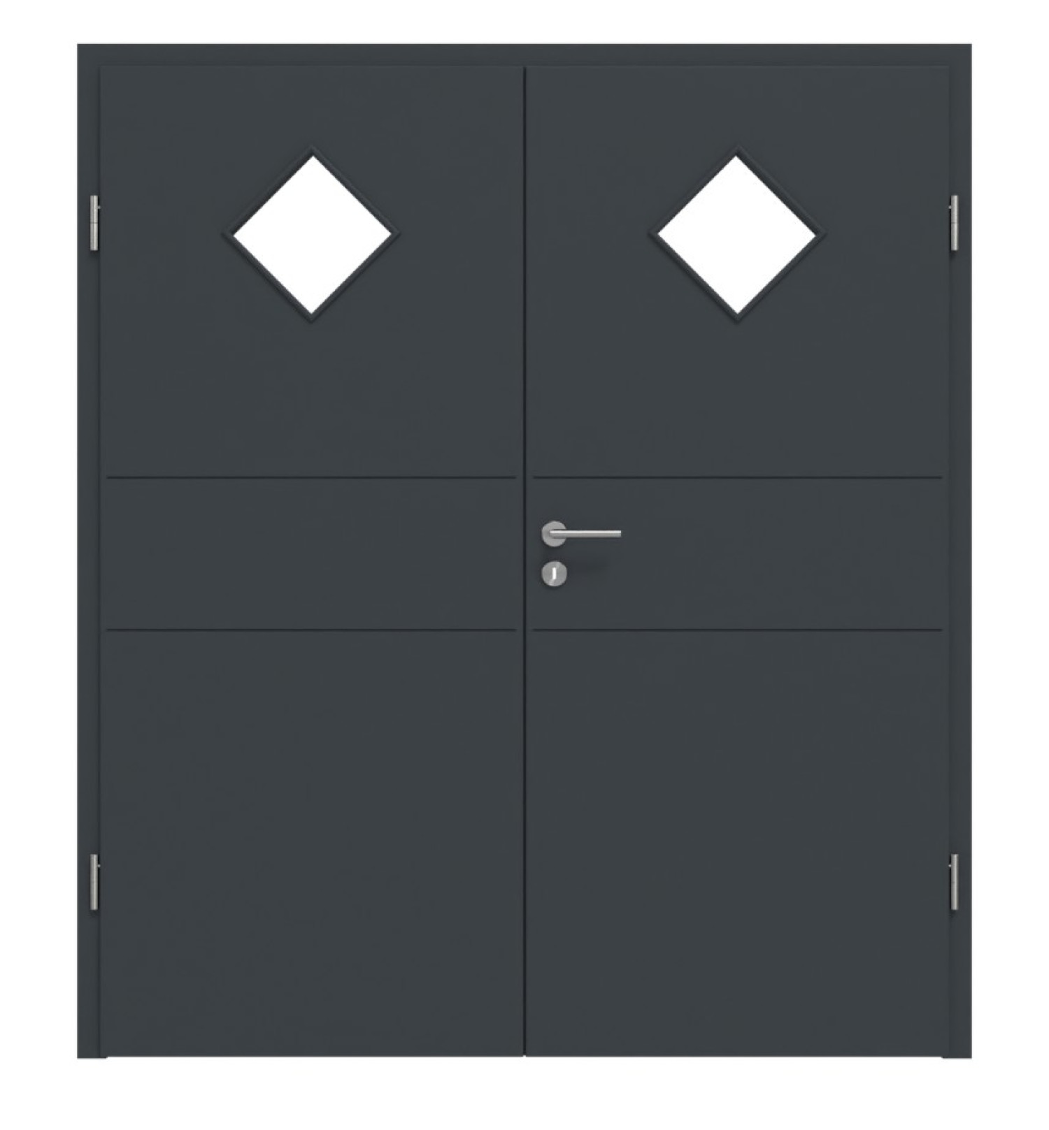 HÖRMANN Doppelflügeltür Groove 29 Anthrazit RAL 7016 Lack DesignLine mit Lichtausschnitt LA 6 mit Zarge