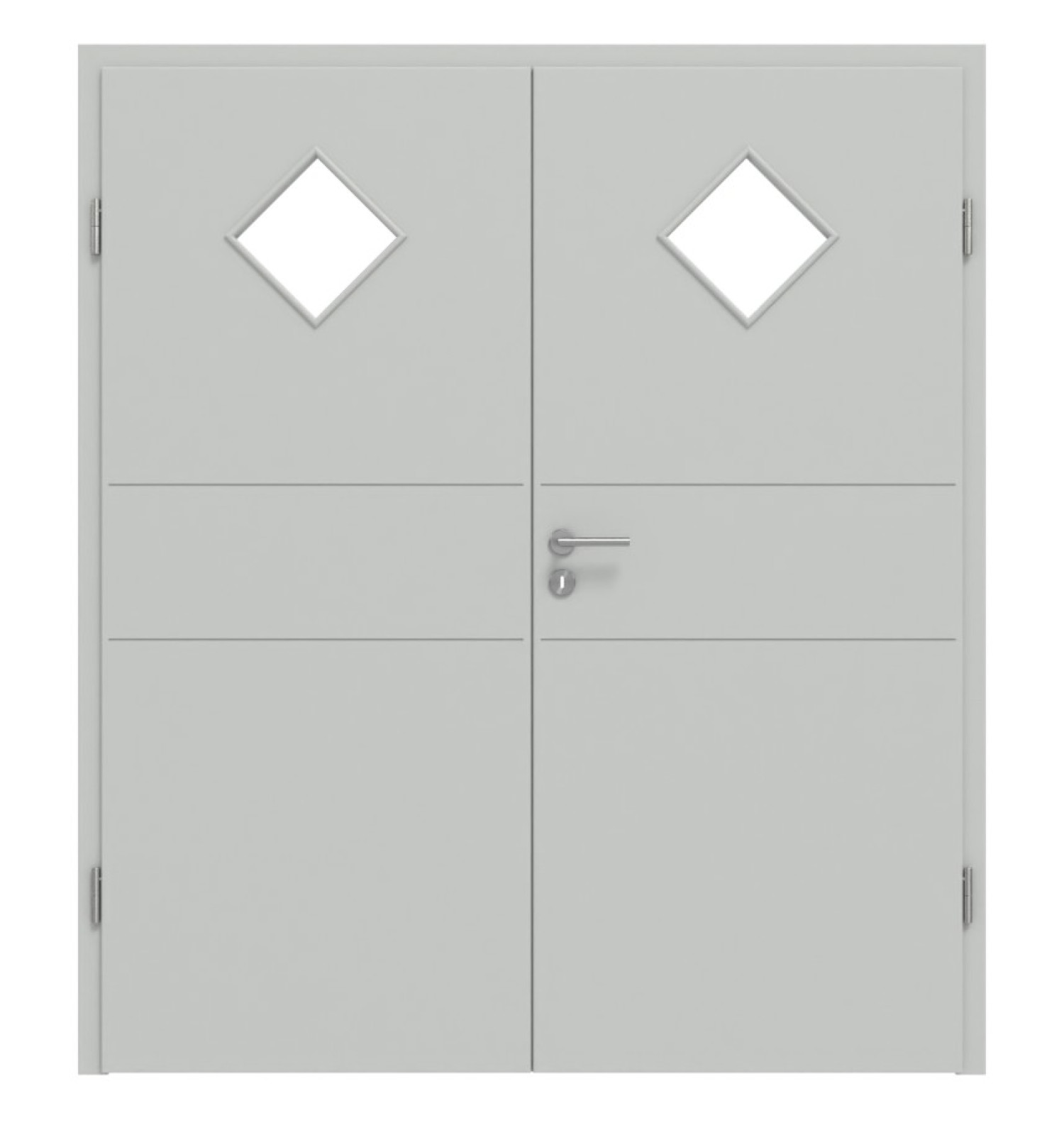 HÖRMANN Doppelflügeltür Groove 29 Grau RAL 7035 Lack DesignLine mit Lichtausschnitt LA 6 mit Zarge