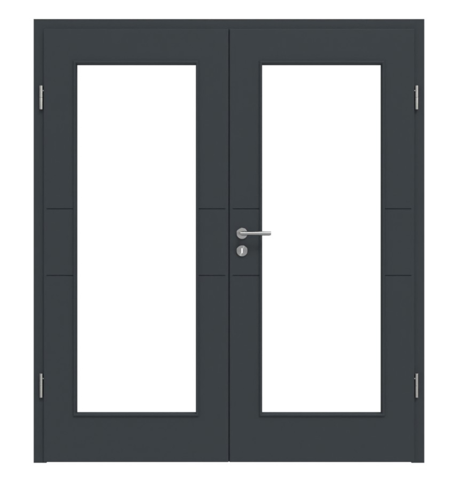 HÖRMANN Doppelflügeltür Groove 29 Anthrazit RAL 7016 Lack DesignLine mit Lichtausschnitt LA 8 mit Zarge