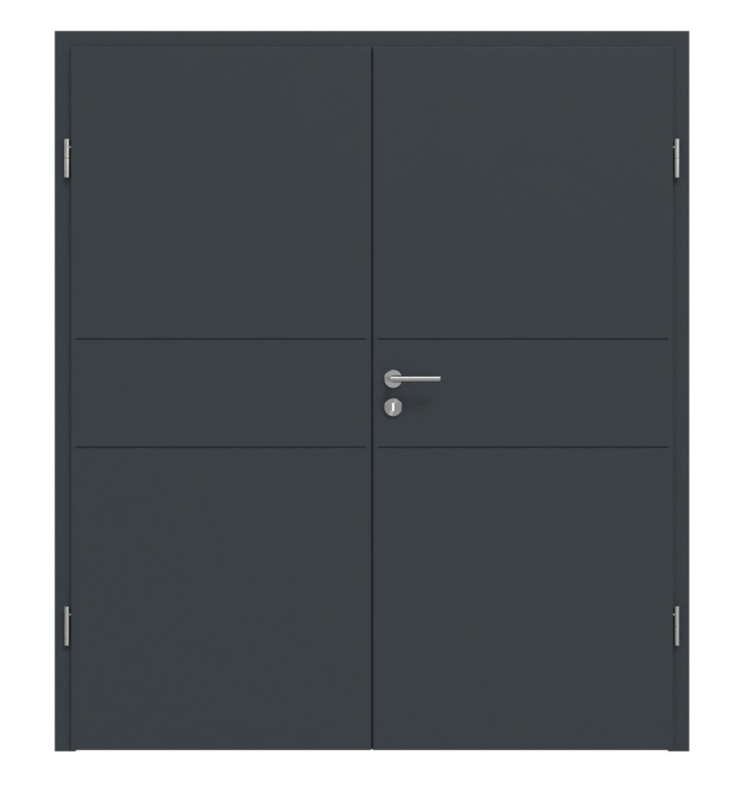 HÖRMANN Doppelflügeltür Groove 29 Anthrazit RAL 7016 Lack DesignLine mit Zarge