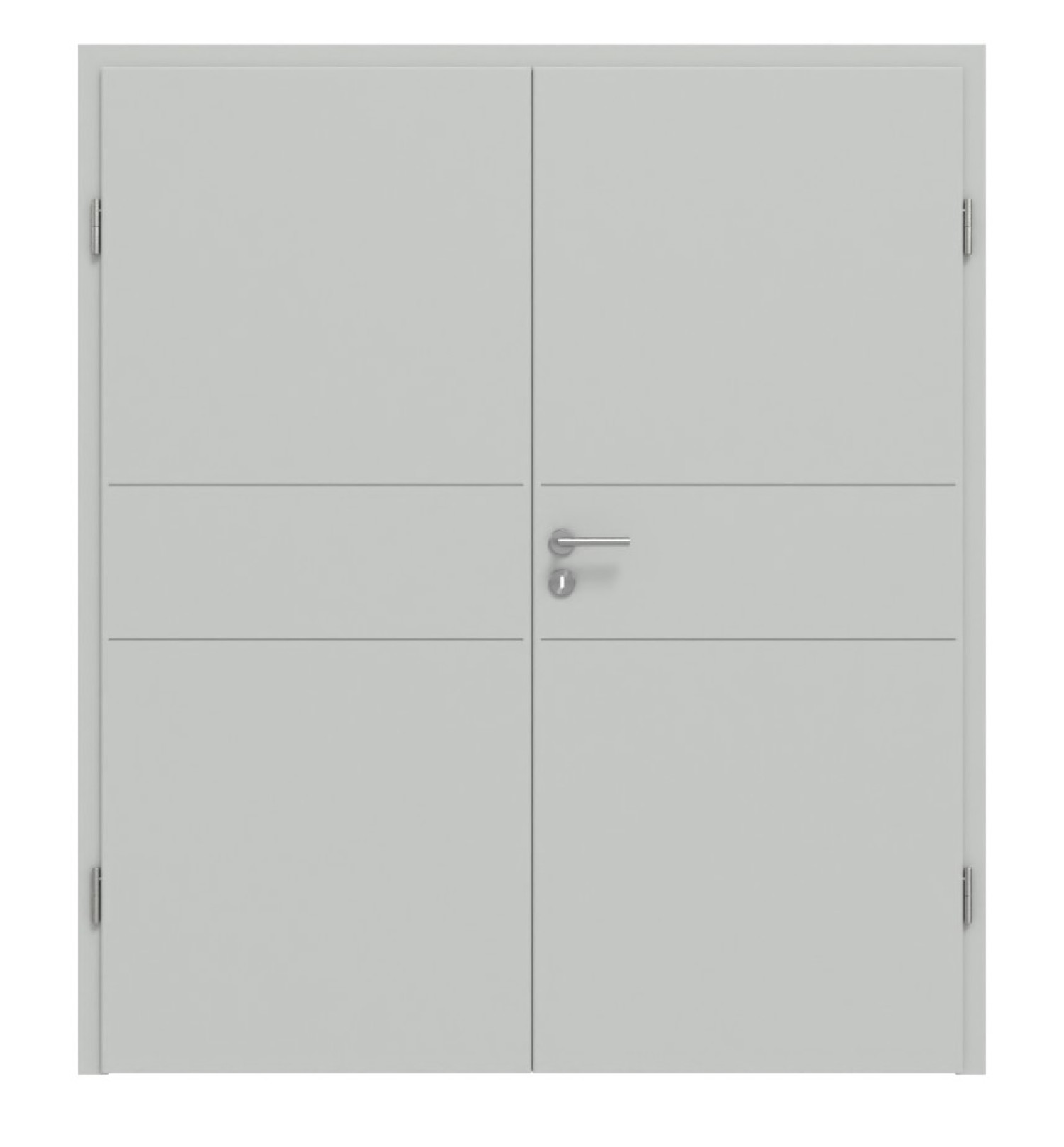 HÖRMANN Doppelflügeltür Groove 29 Grau RAL 7035 Lack DesignLine mit Zarge