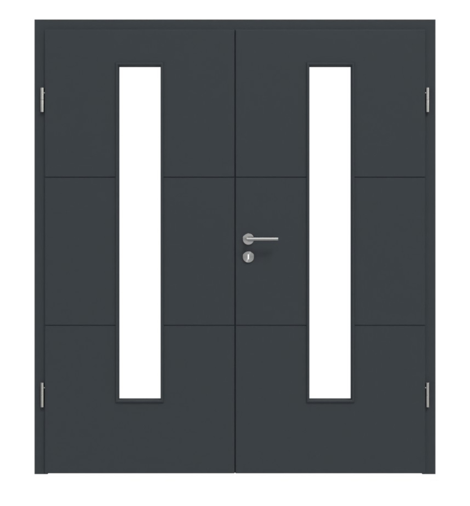 HÖRMANN Doppelflügeltür Groove 31 Anthrazit RAL 7016 Lack DesignLine mit Lichtausschnitt LA 24 mittig mit Zarge