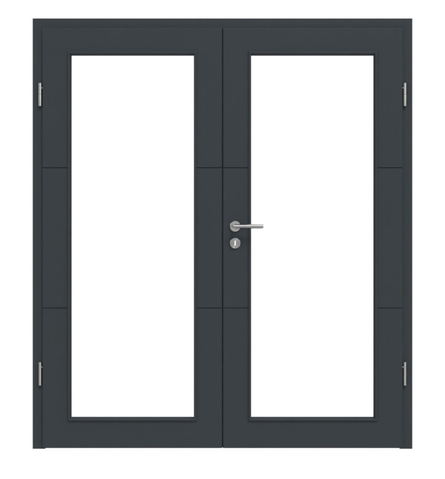 HÖRMANN Doppelflügeltür Groove 31 Anthrazit RAL 7016 Lack DesignLine mit Lichtausschnitt LA 27 mit Zarge