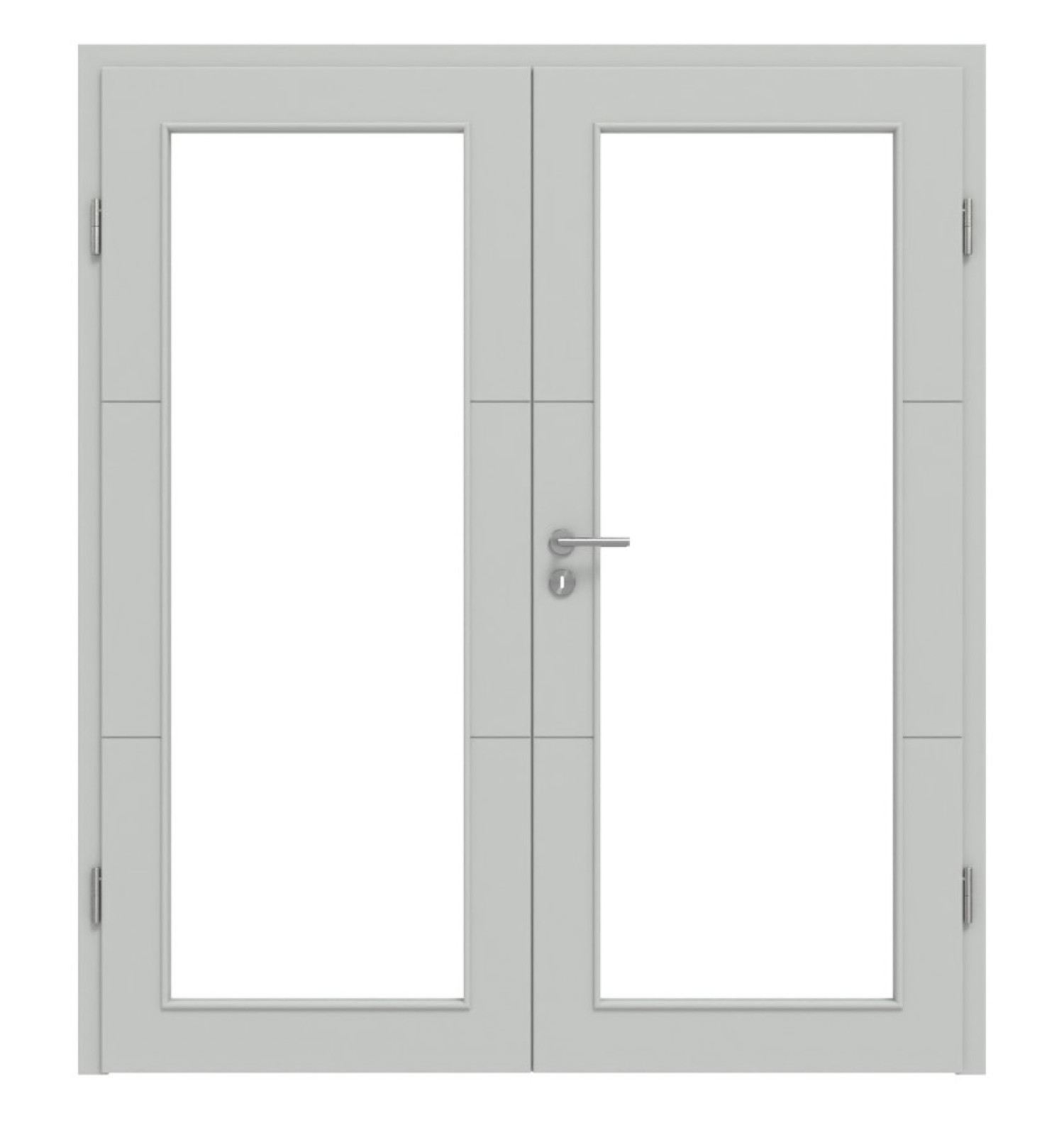 HÖRMANN Doppelflügeltür Groove 31 Grau RAL 7035 Lack DesignLine mit Lichtausschnitt LA 27 mit Zarge