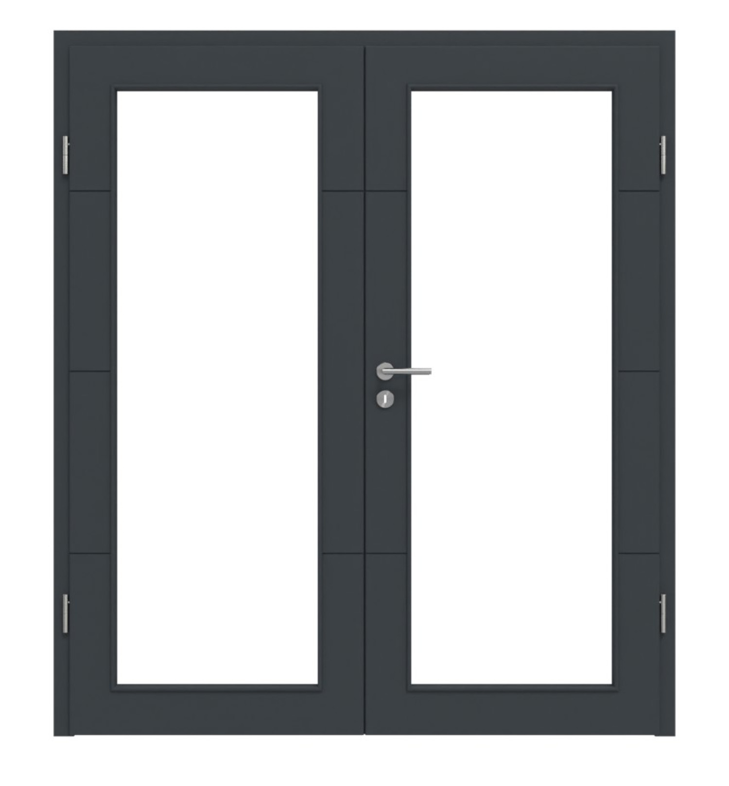 HÖRMANN Doppelflügeltür Groove 34 Anthrazit RAL 7016 Lack DesignLine mit Lichtausschnitt LA 27 mit Zarge