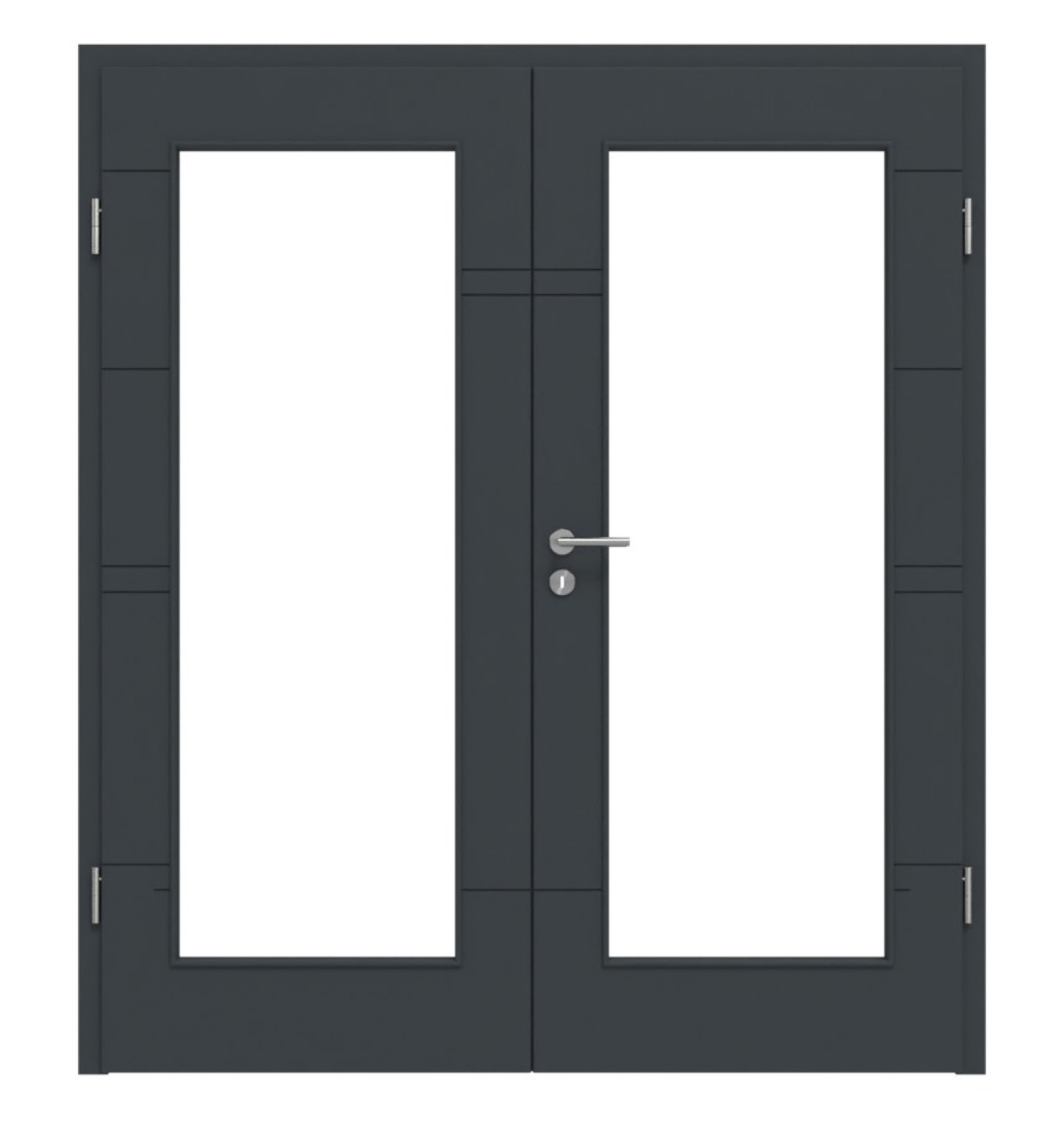 HÖRMANN Doppelflügeltür Groove 50 Anthrazit RAL 7016 Lack DesignLine mit Lichtausschnitt LA 8 mit Zarge
