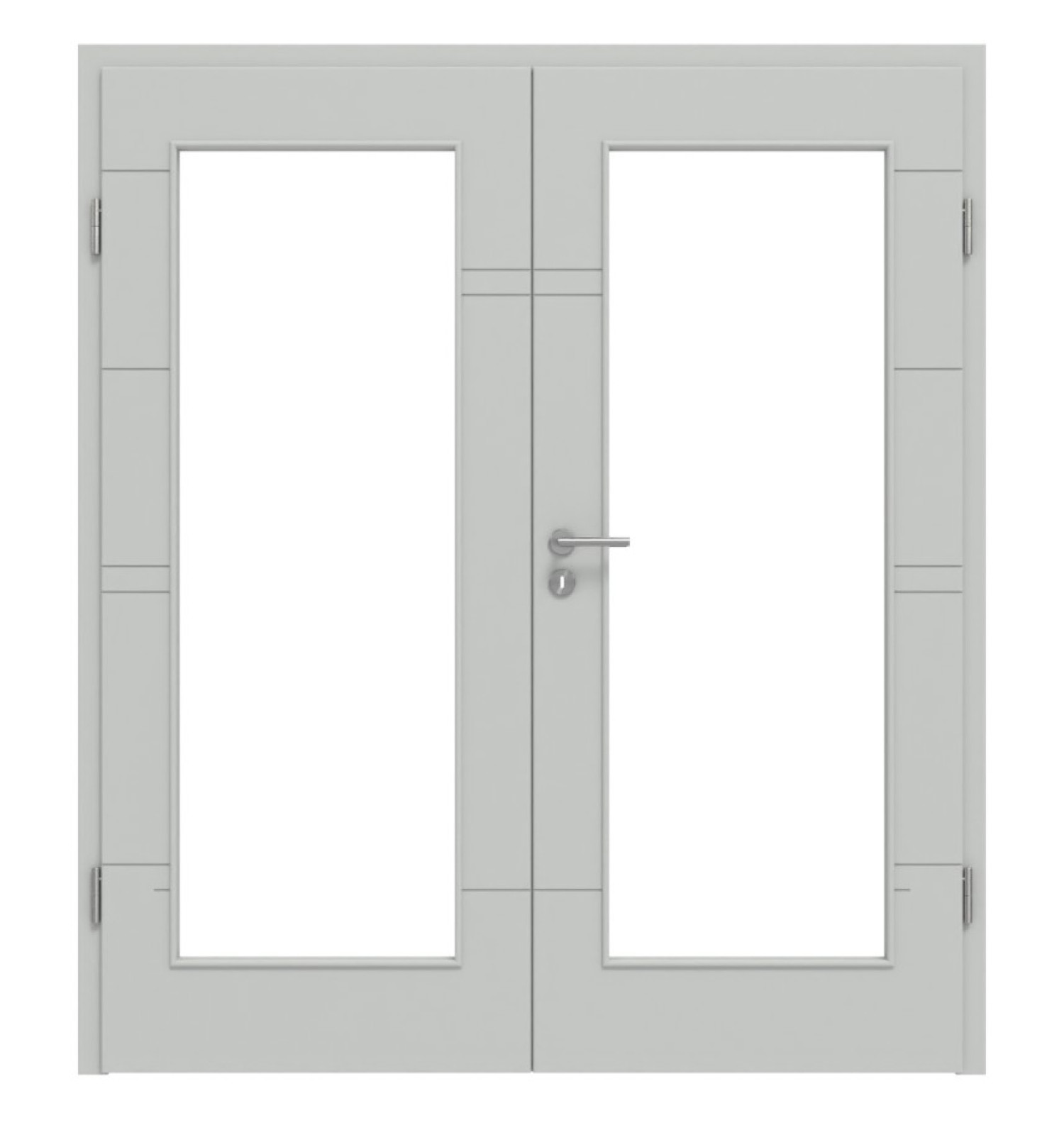 HÖRMANN Doppelflügeltür Groove 50 Grau RAL 7035 Lack DesignLine mit Lichtausschnitt LA 8 mit Zarge