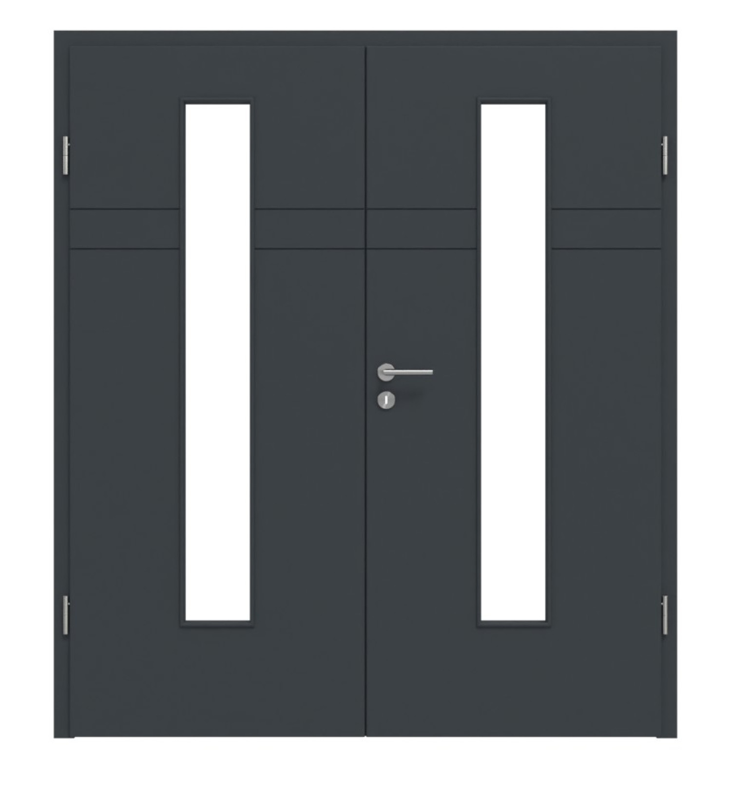 HÖRMANN Doppelflügeltür Groove 78 Anthrazit RAL 7016 Lack DesignLine mit Lichtausschnitt LA 24 mittig mit Zarge