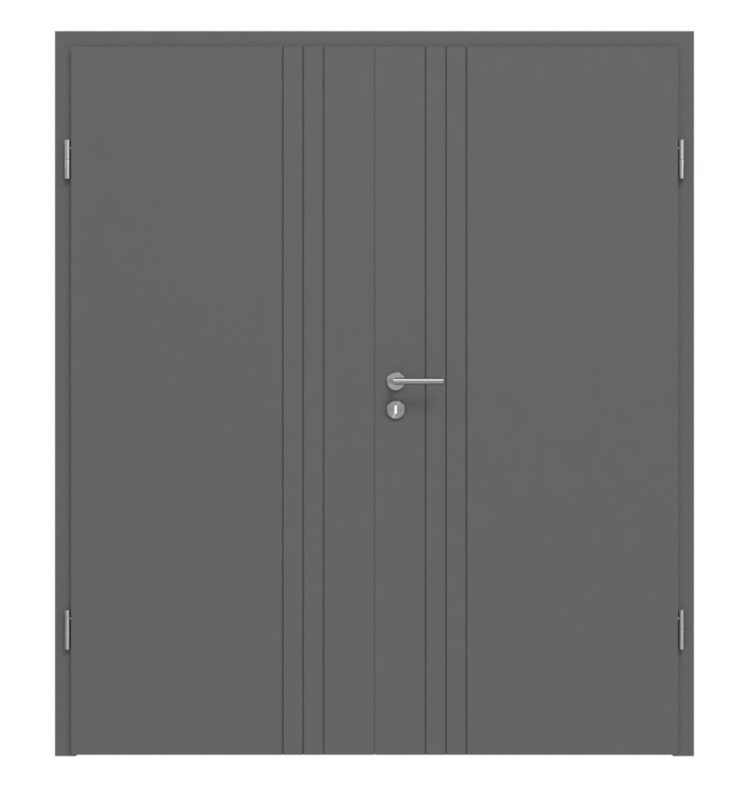 HÖRMANN Doppelflügeltür Groove 85 Staubgrau RAL 7037 Lack DesignLine mit Zarge