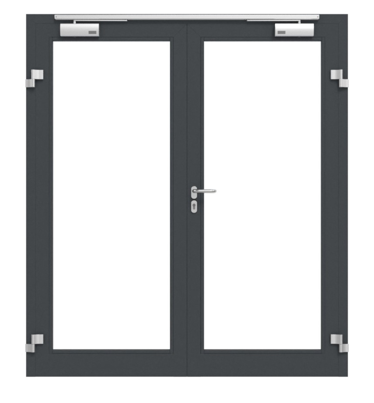 HÖRMANN Innentür-Set 2-flg. Aluminium Rohrrahmentür mit Feuerschutzfunktion HE 321 mit Lichtausschnitt LA-01 inkl. Blockzarge