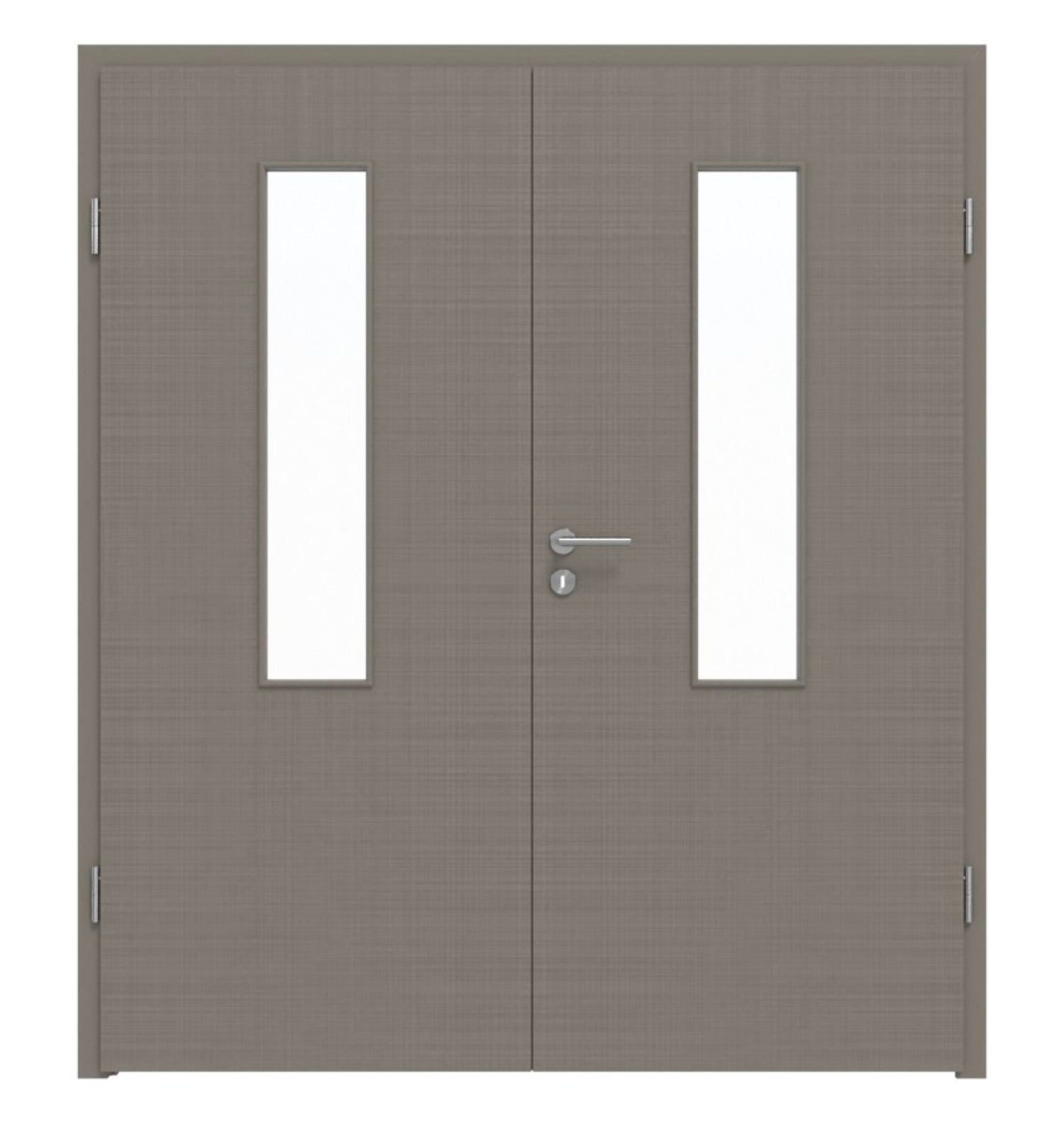 Frontansicht von LEBO Doppelflügeltür Textile Taupe Lebosense mit Lichtausschnitt LA 4 mittig inkl. Zarge