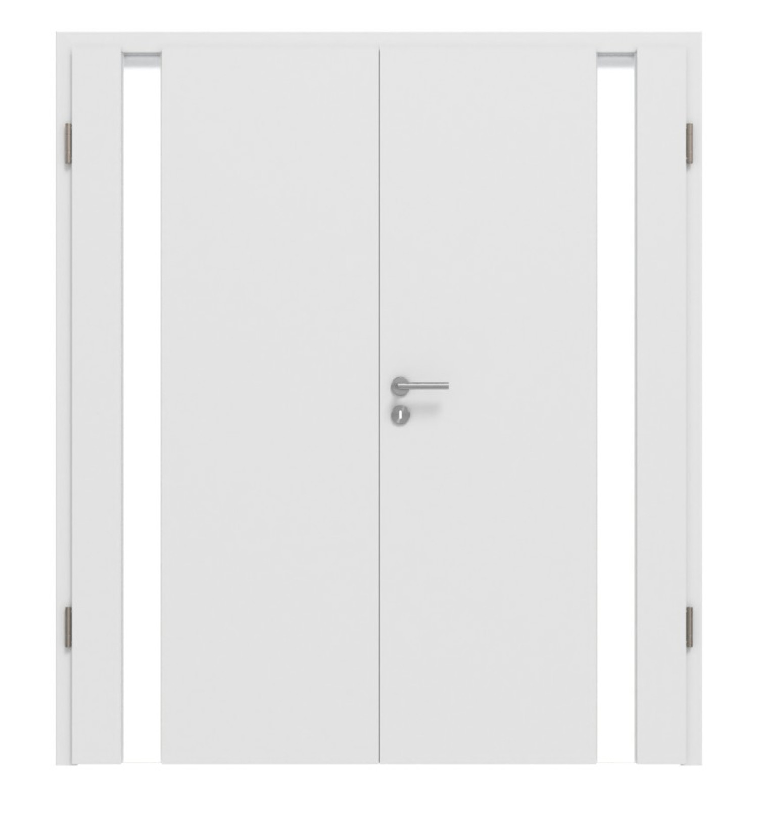 HÖRMANN Doppelflügeltür Pure 1 Bütte Weiß Duradecor DesignLine mit Lichtausschnitt Bandseite mit Zarge