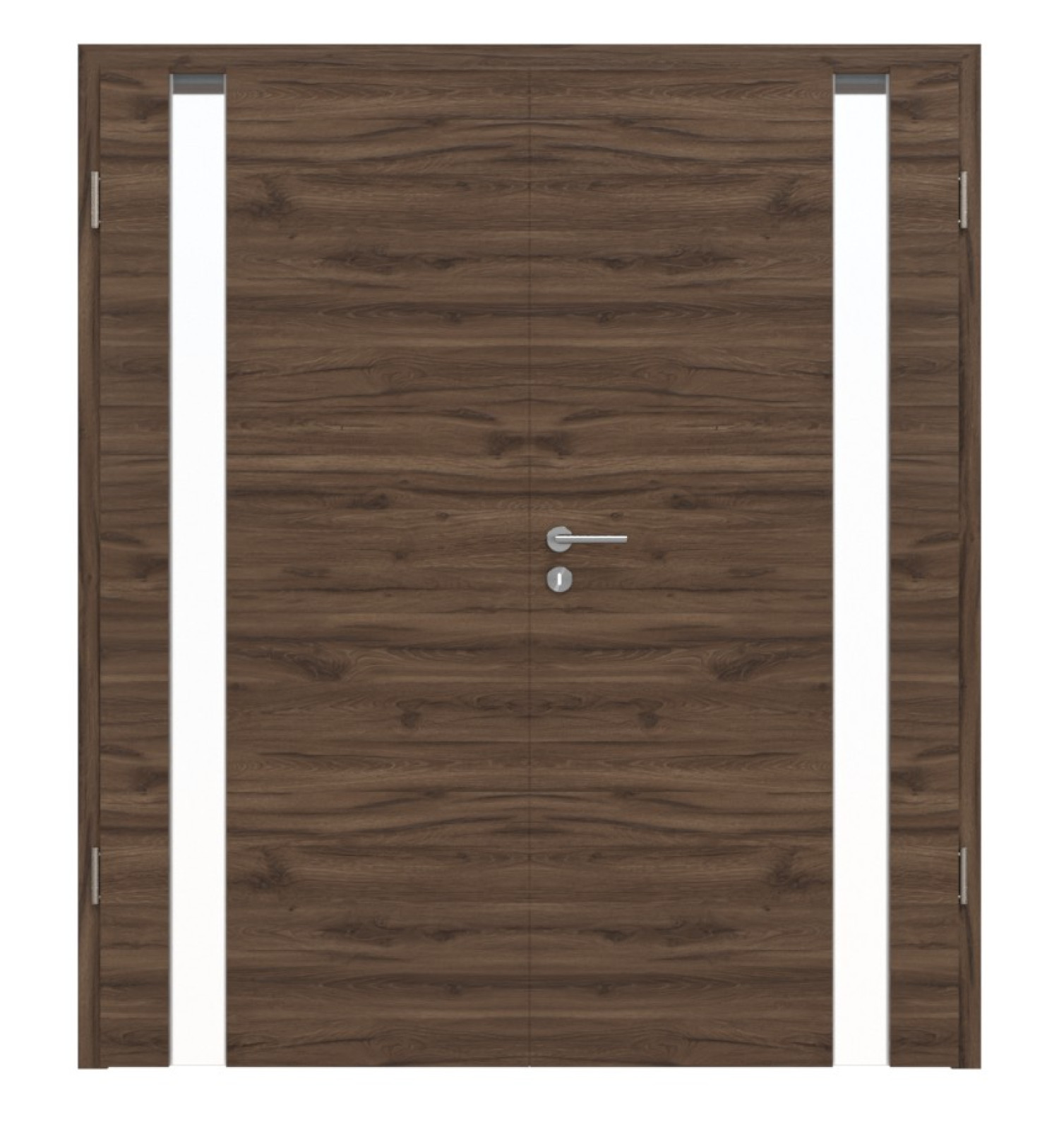 HÖRMANN Doppelflügeltür Pure 1 Alpineiche quer Duradecor DesignLine mit Lichtausschnitt Bandseite mit Zarge