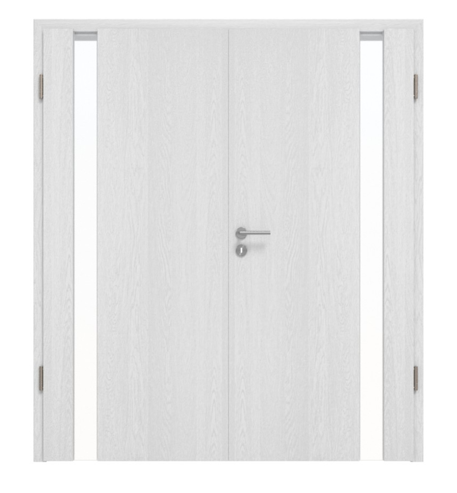 HÖRMANN Doppelflügeltür Pure 1 Eiche Weiß Duradecor DesignLine mit Lichtausschnitt Bandseite mit Zarge