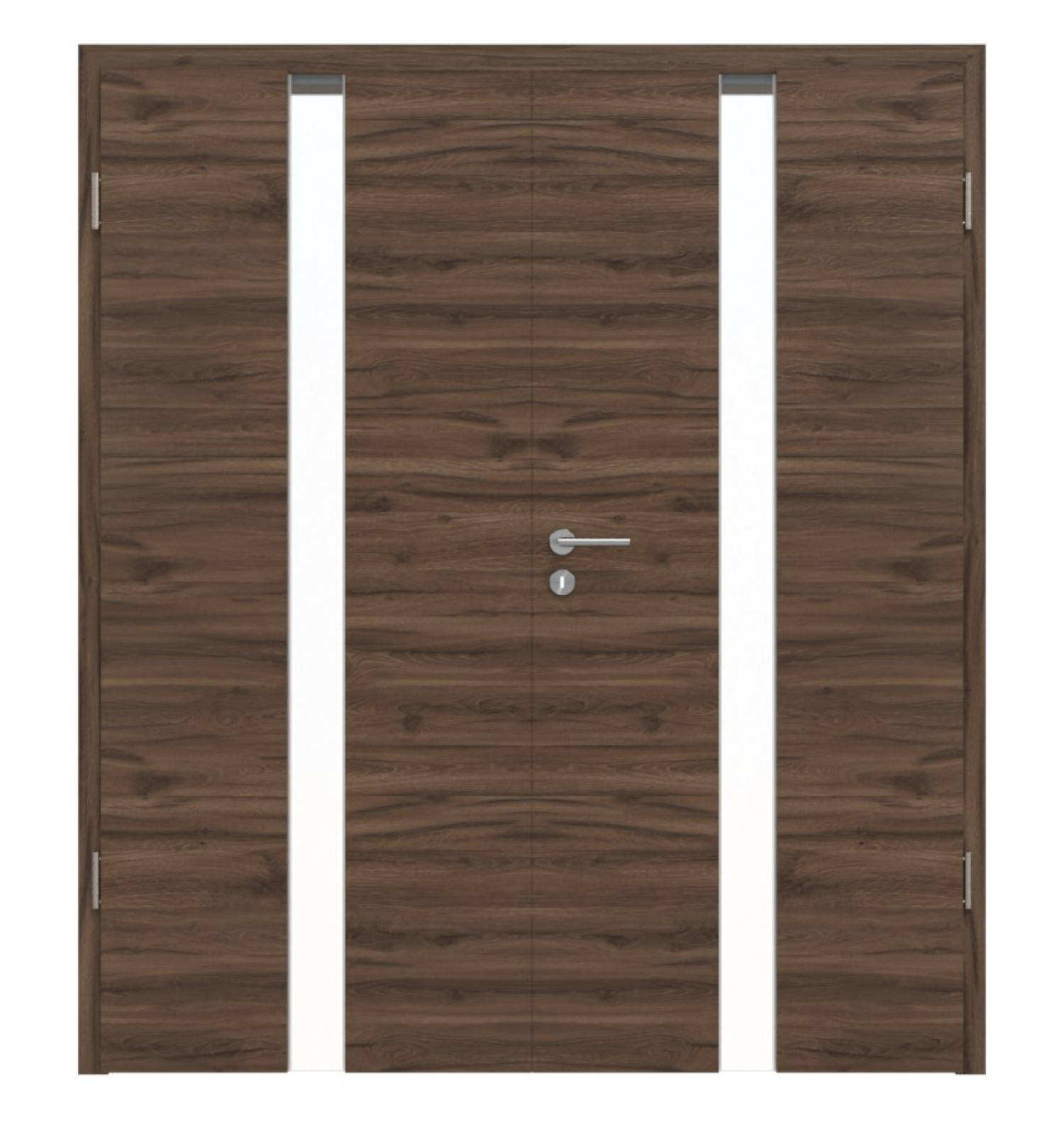 HÖRMANN Doppelflügeltür Pure 1 Alpineiche quer Duradecor DesignLine mit Lichtausschnitt mittig mit Zarge