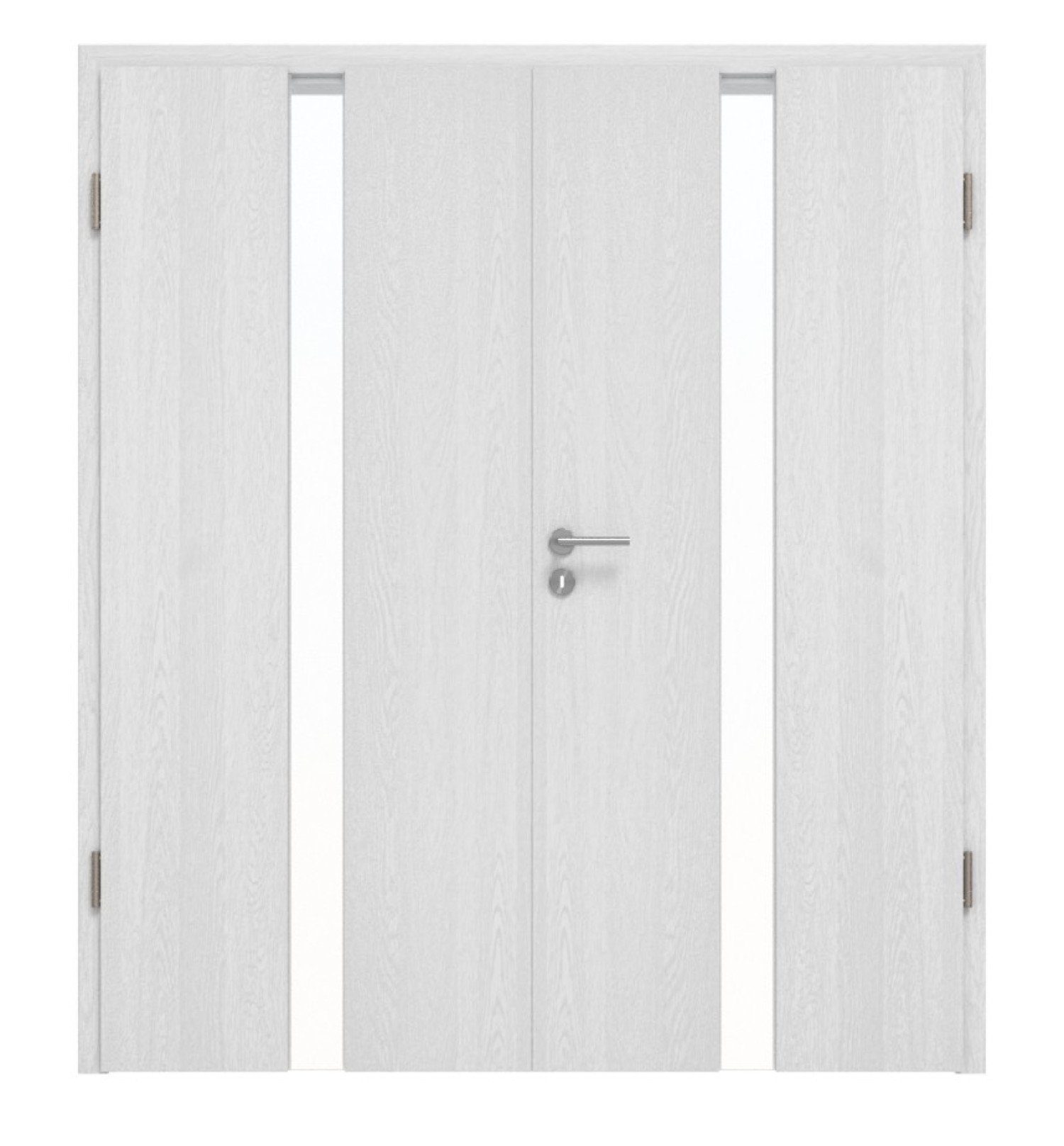 HÖRMANN Doppelflügeltür Pure 1 Eiche Weiß Duradecor DesignLine mit Lichtausschnitt mittig mit Zarge