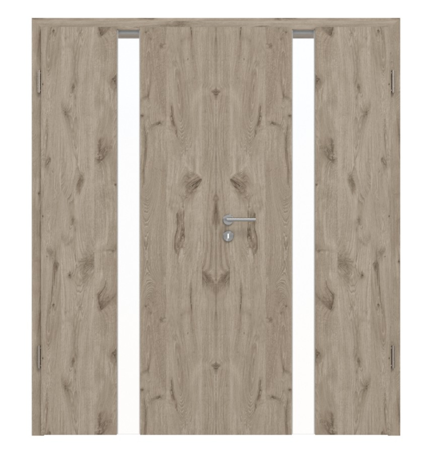 HÖRMANN Doppelflügeltür Pure 1 Nordeiche Duradecor DesignLine mit Lichtausschnitt mittig mit Zarge