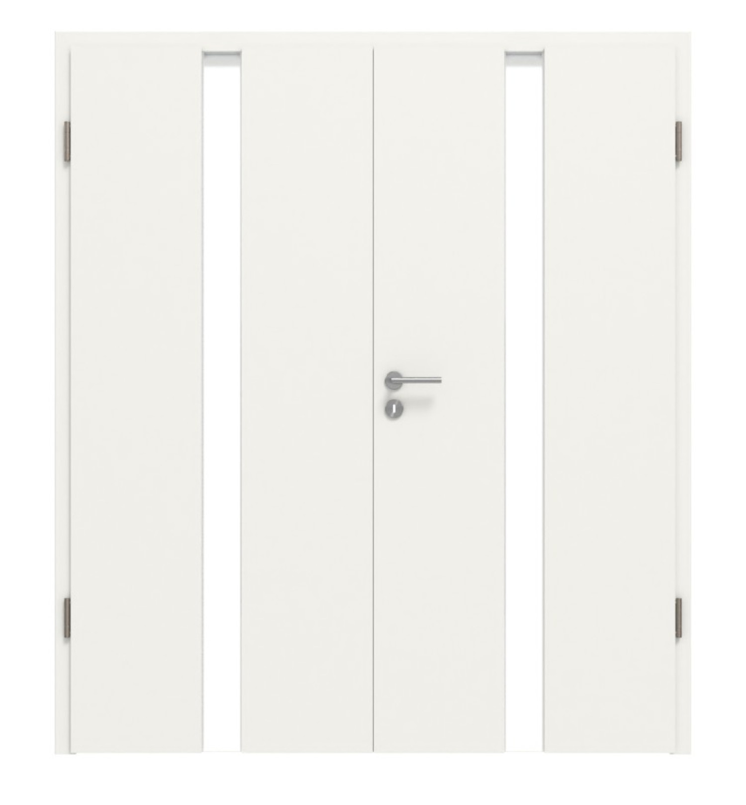 HÖRMANN Doppelflügeltür Pure 1 Weißlack DesignLine mit Lichtausschnitt mittig mit Zarge