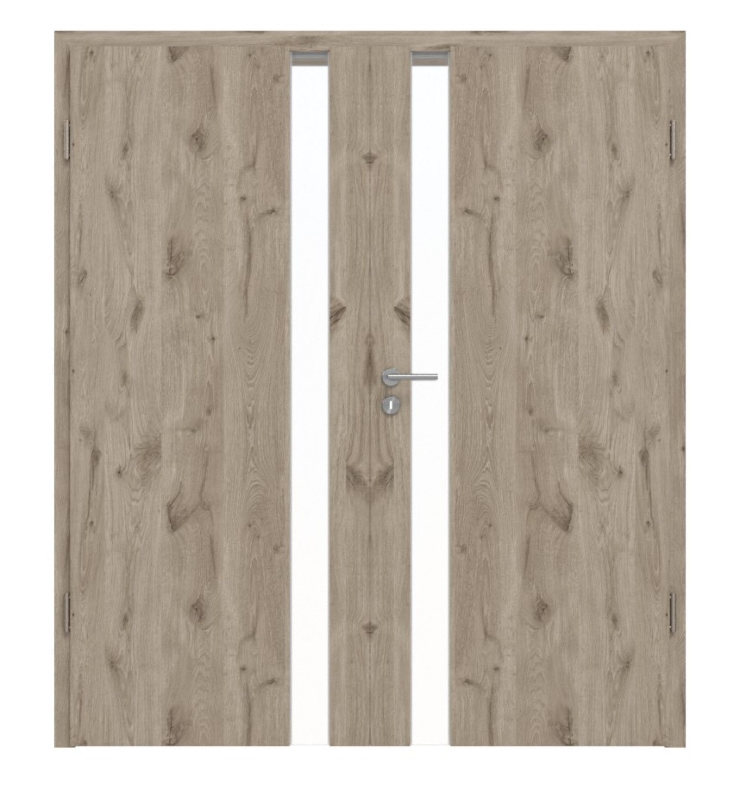HÖRMANN Doppelflügeltür Pure 1 Nordeiche Duradecor DesignLine mit Lichtausschnitt Schlossseite mit Zarge