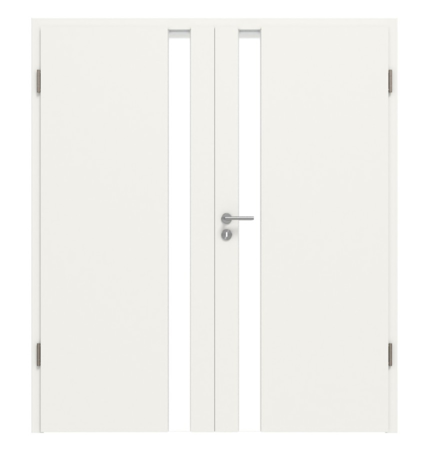 HÖRMANN Doppelflügeltür Pure 1 Verkehrsweiß RAL 9016 Duradecor DesignLine mit Lichtausschnitt Schlossseite mit Zarge